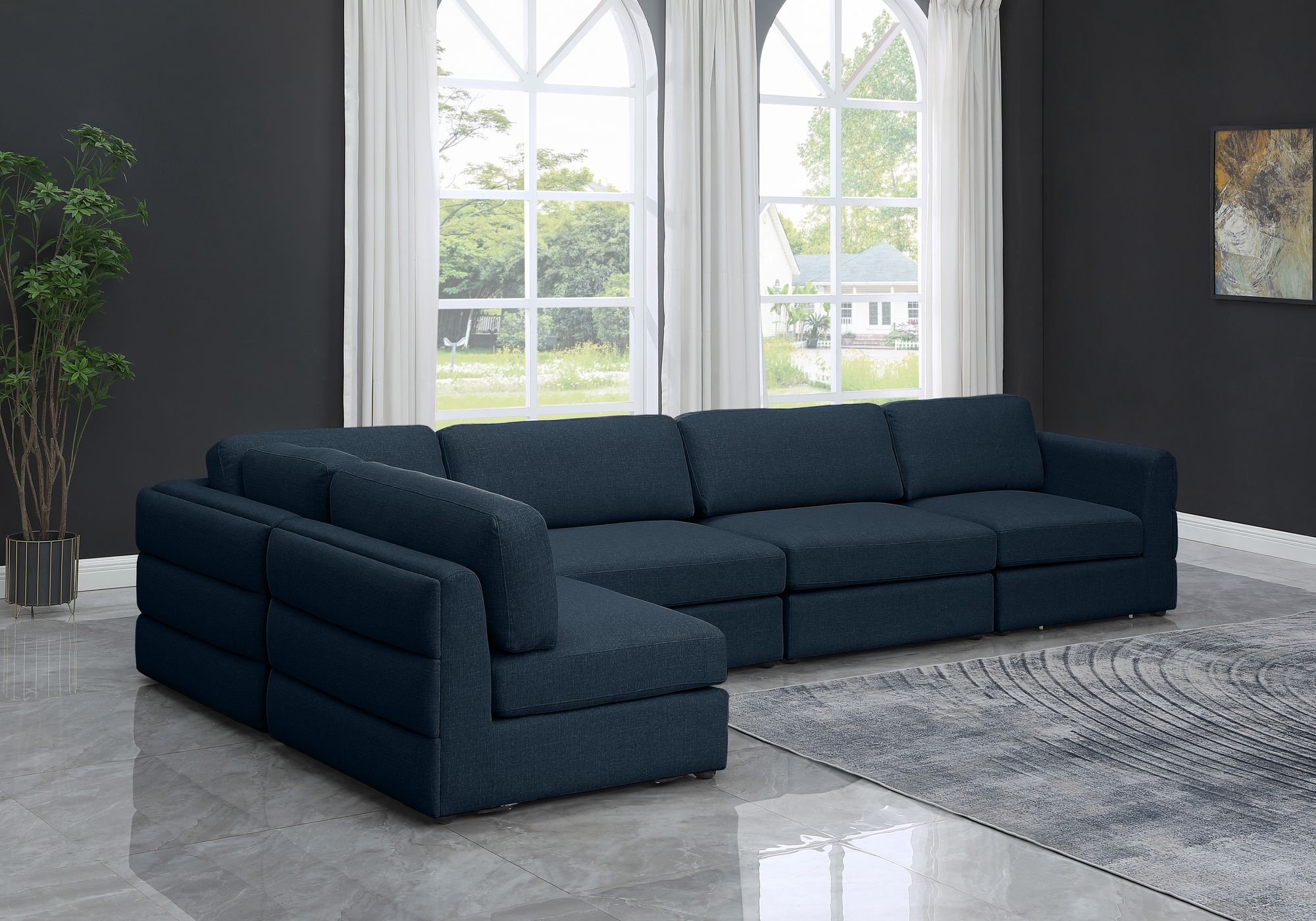Beckham 152" 5-Piece Linen Modular Corner Sectional