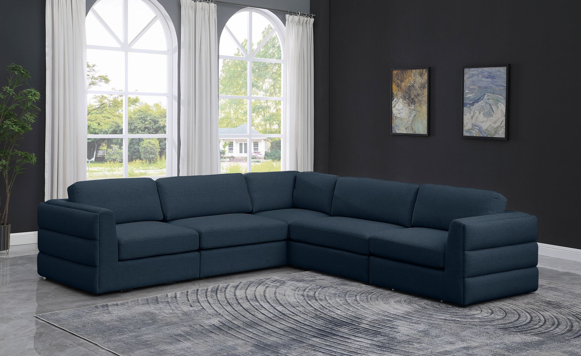 Beckham 114" 5-Piece Linen Modular Corner Sectional