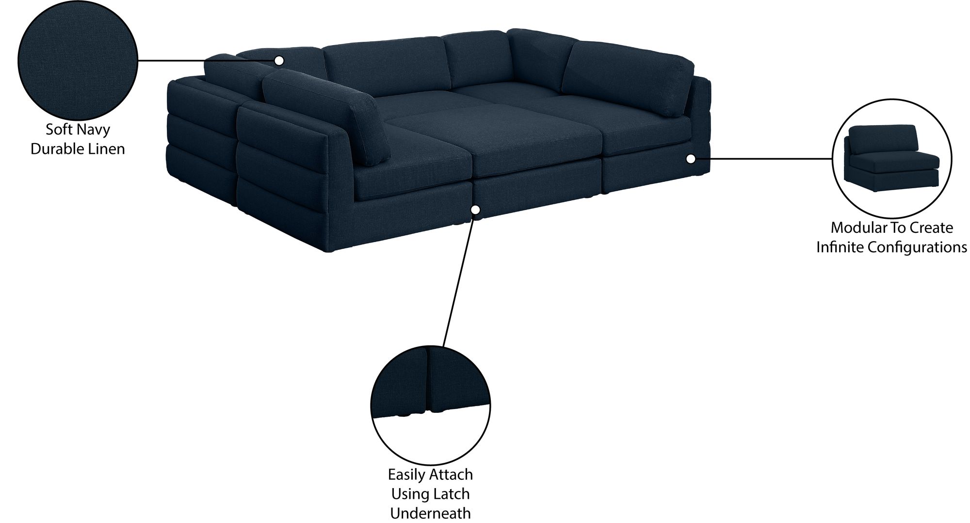 Beckham 114" 6-Piece Linen Modular Sectional