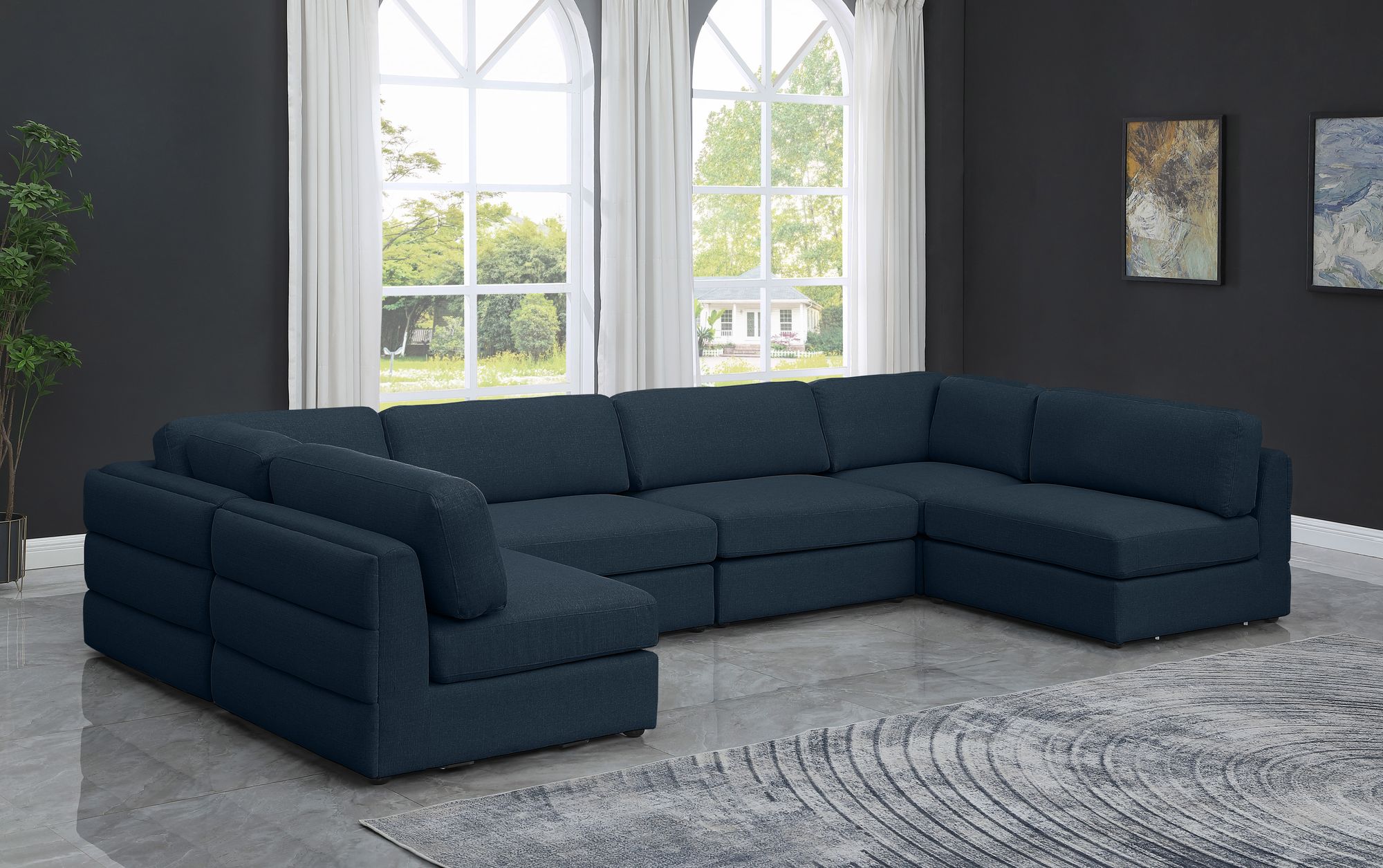 Beckham 152" 6-Piece Linen Modular U-Shape Corner Sectional