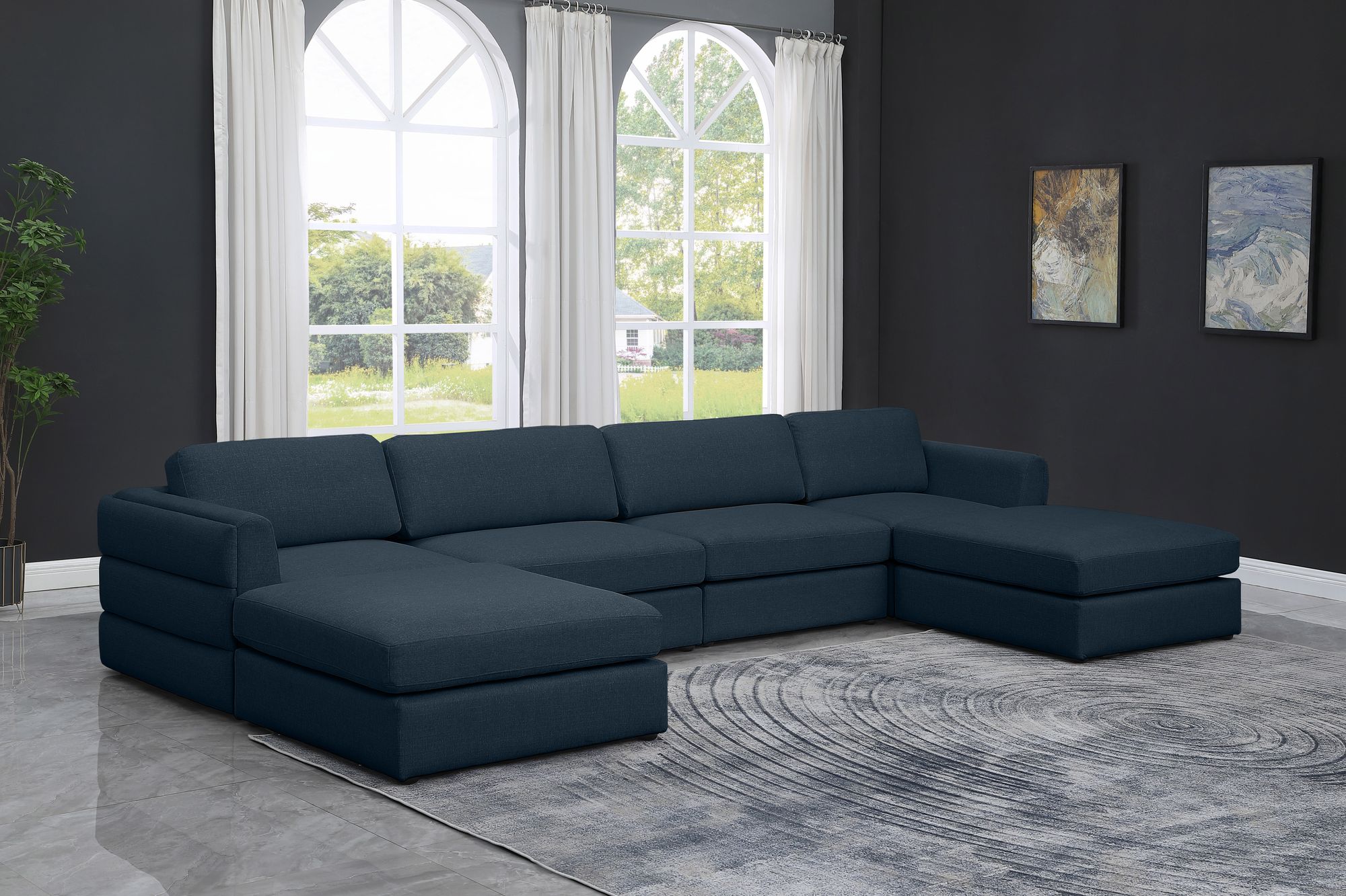 Beckham 152" 6-Piece Linen Modular U-Shape Sectional