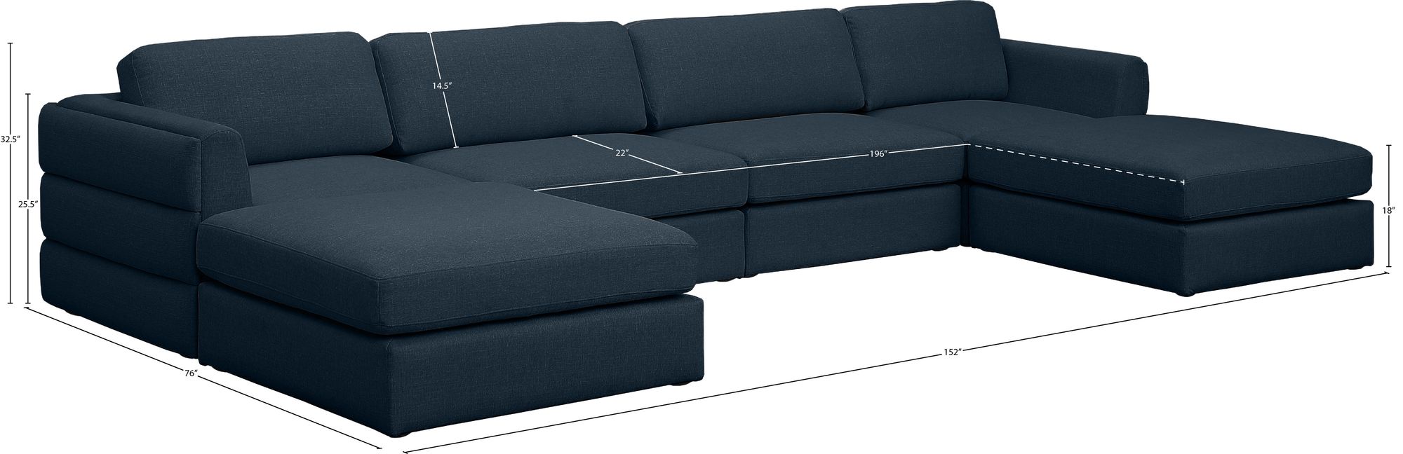 Beckham 152" 6-Piece Linen Modular U-Shape Sectional
