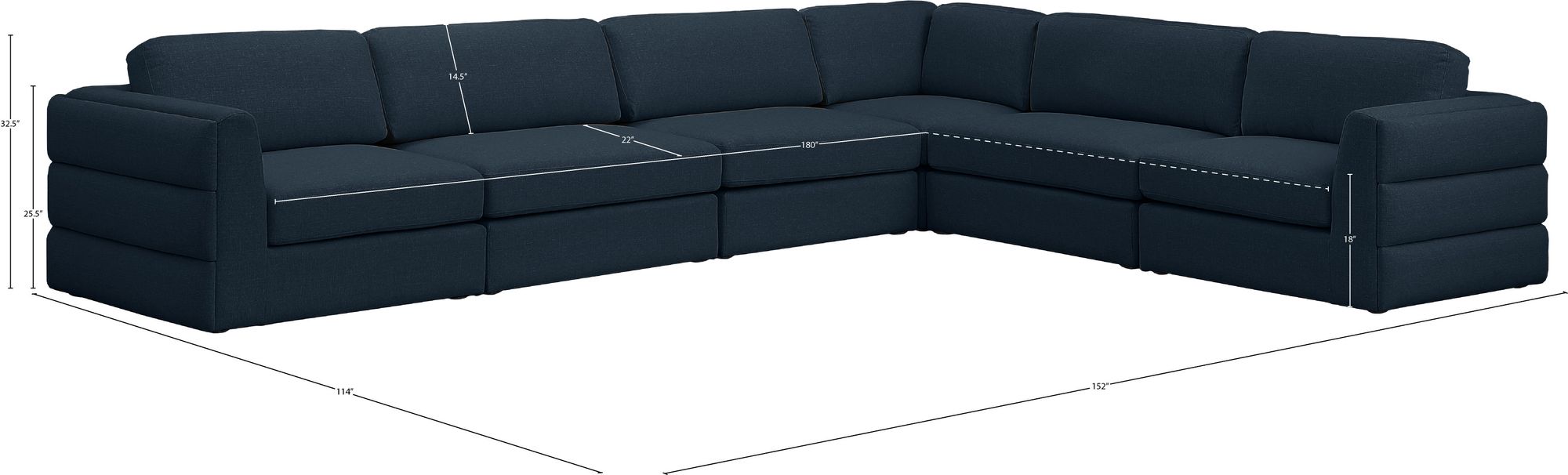 Beckham 152" 6-Piece Linen Modular Sectional