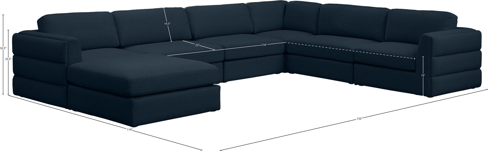 Beckham 152" 7-Piece Linen Modular Sectional