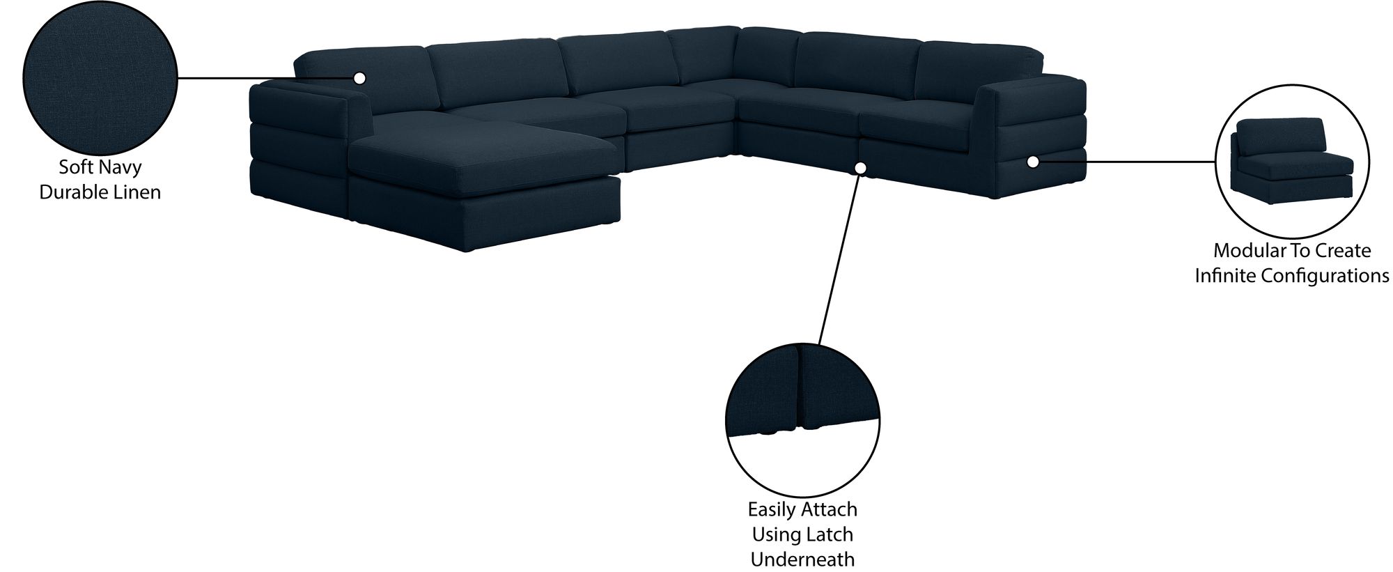 Beckham 152" 7-Piece Linen Modular Sectional