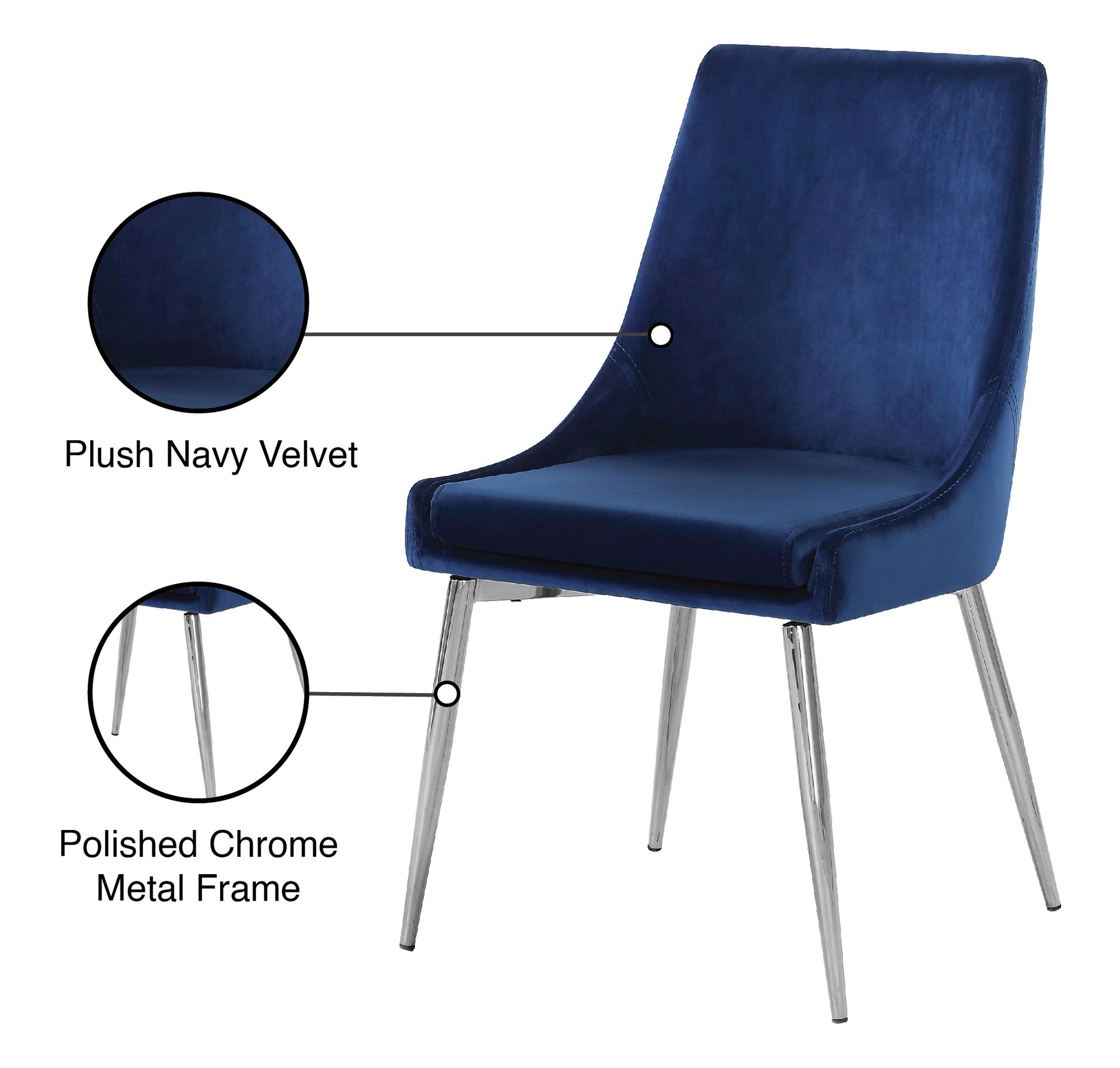 Karina Velvet Dining Chair with Polished Chrome Metal Frame