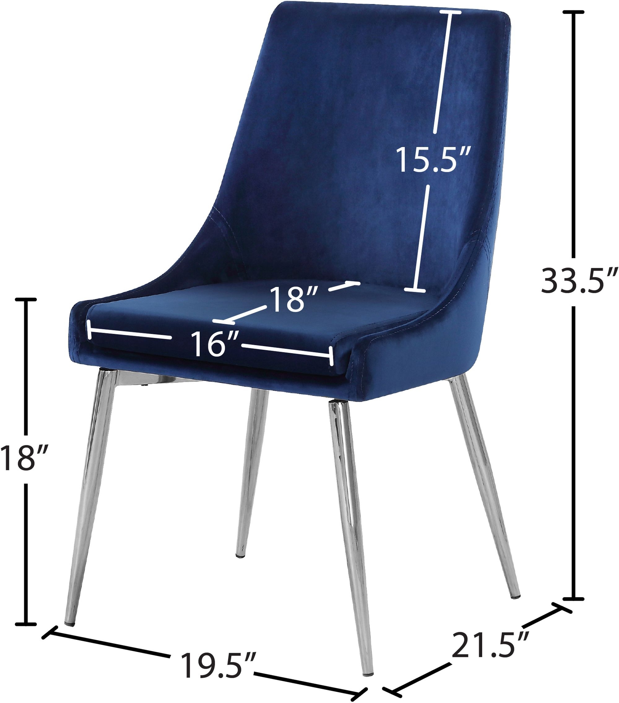 Karina Velvet Dining Chair with Polished Metal Frame