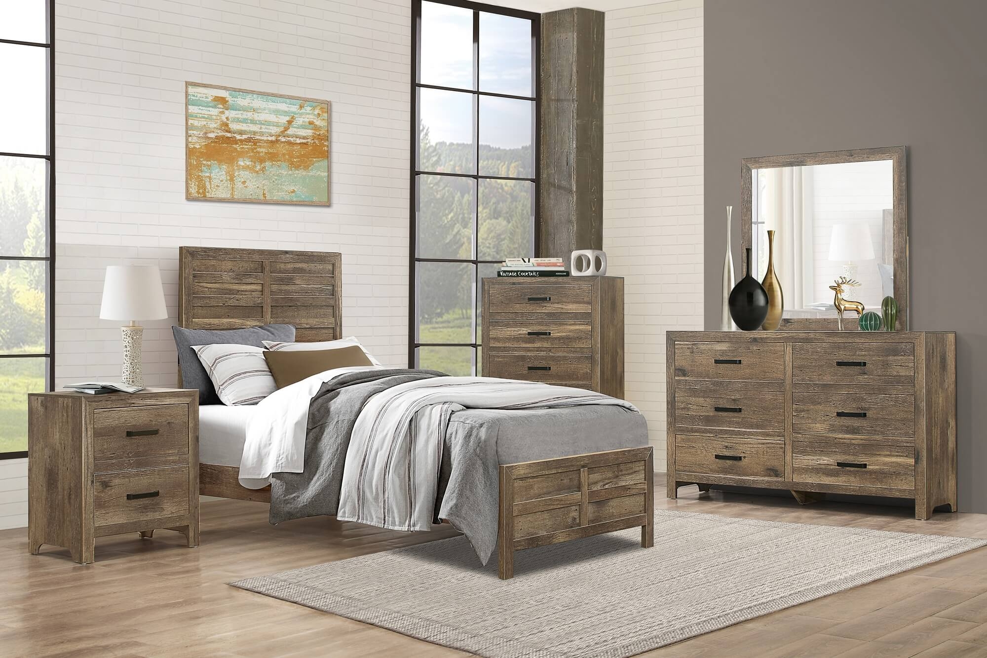 Mandan Wood/Wood Veneer Bed