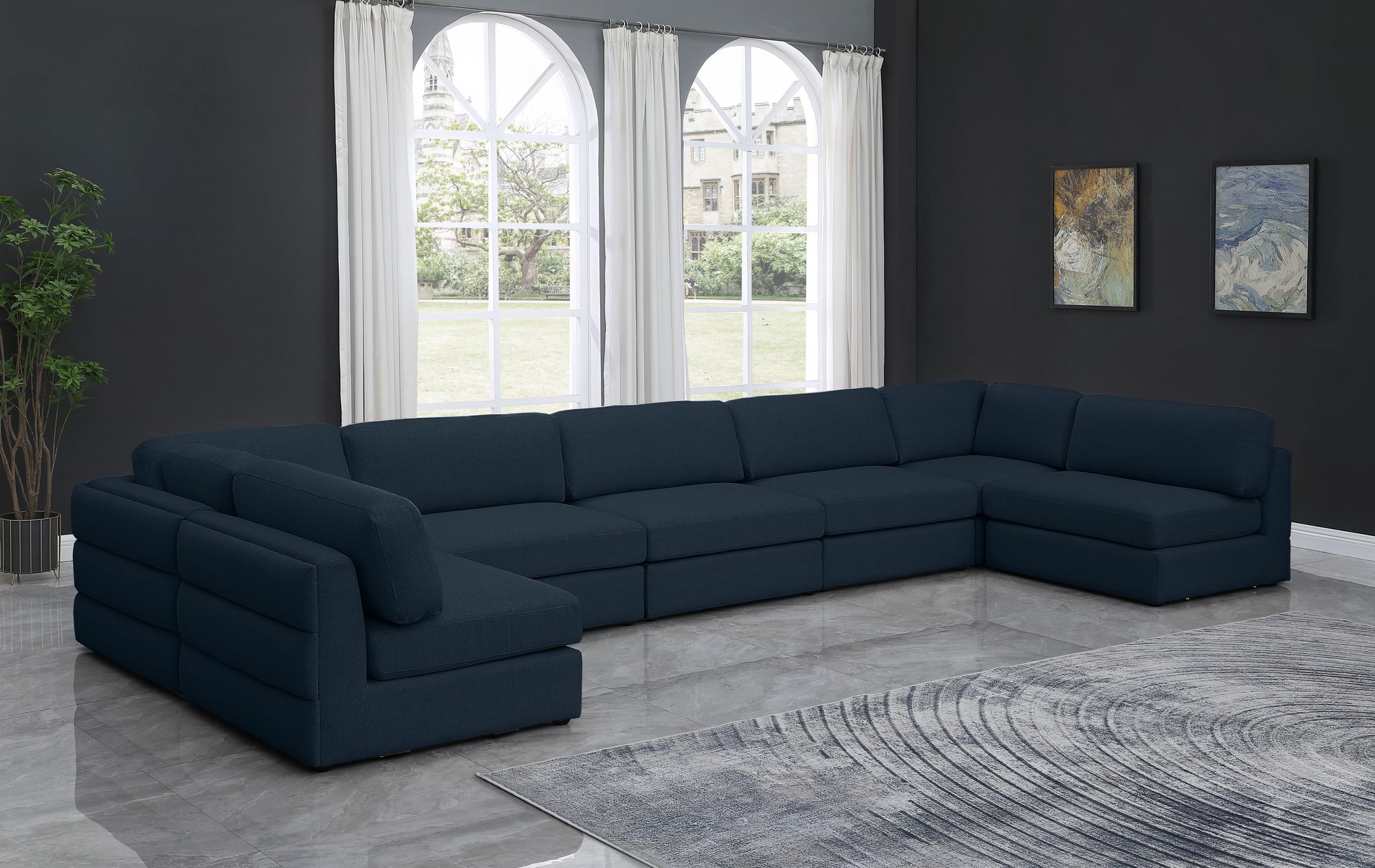 Beckham 190" 7-Piece Linen Modular Sectional