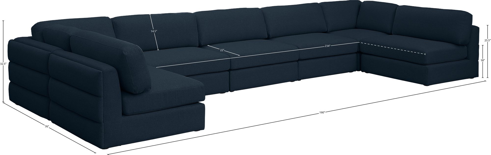 Beckham 190" 7-Piece Linen Modular Sectional