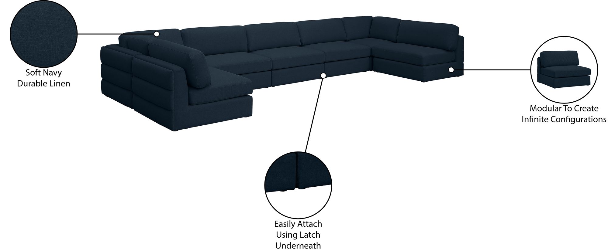 Beckham 190" 7-Piece Linen Modular Sectional