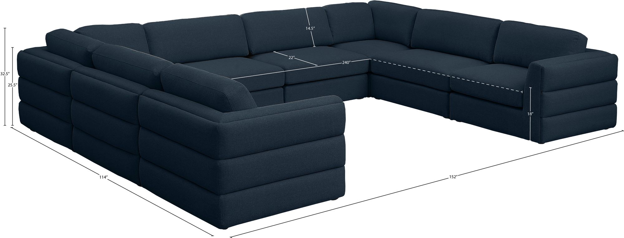 Beckham 152" 8-Piece Linen Modular Sectional