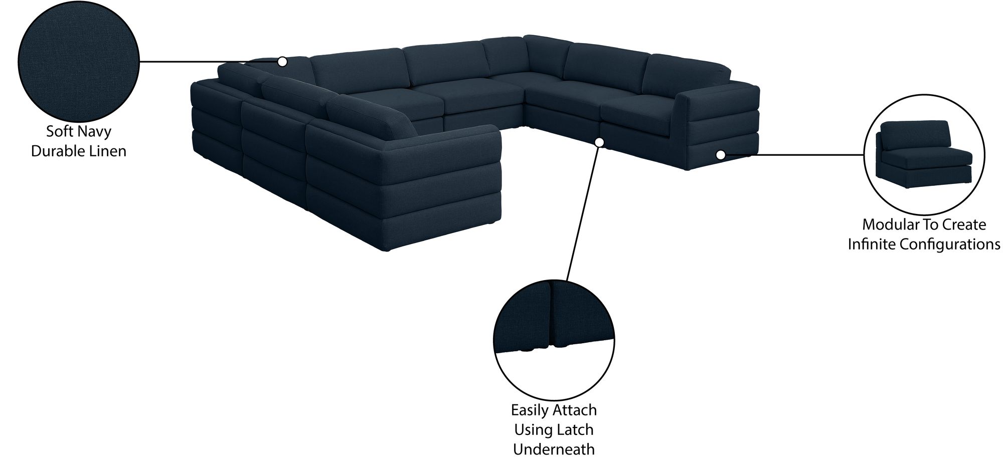 Beckham 152" 8-Piece Linen Modular Sectional