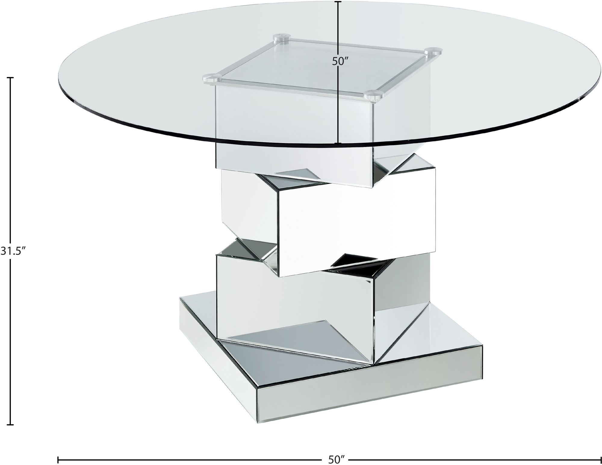 Haven 50" Round Glass Dining Table