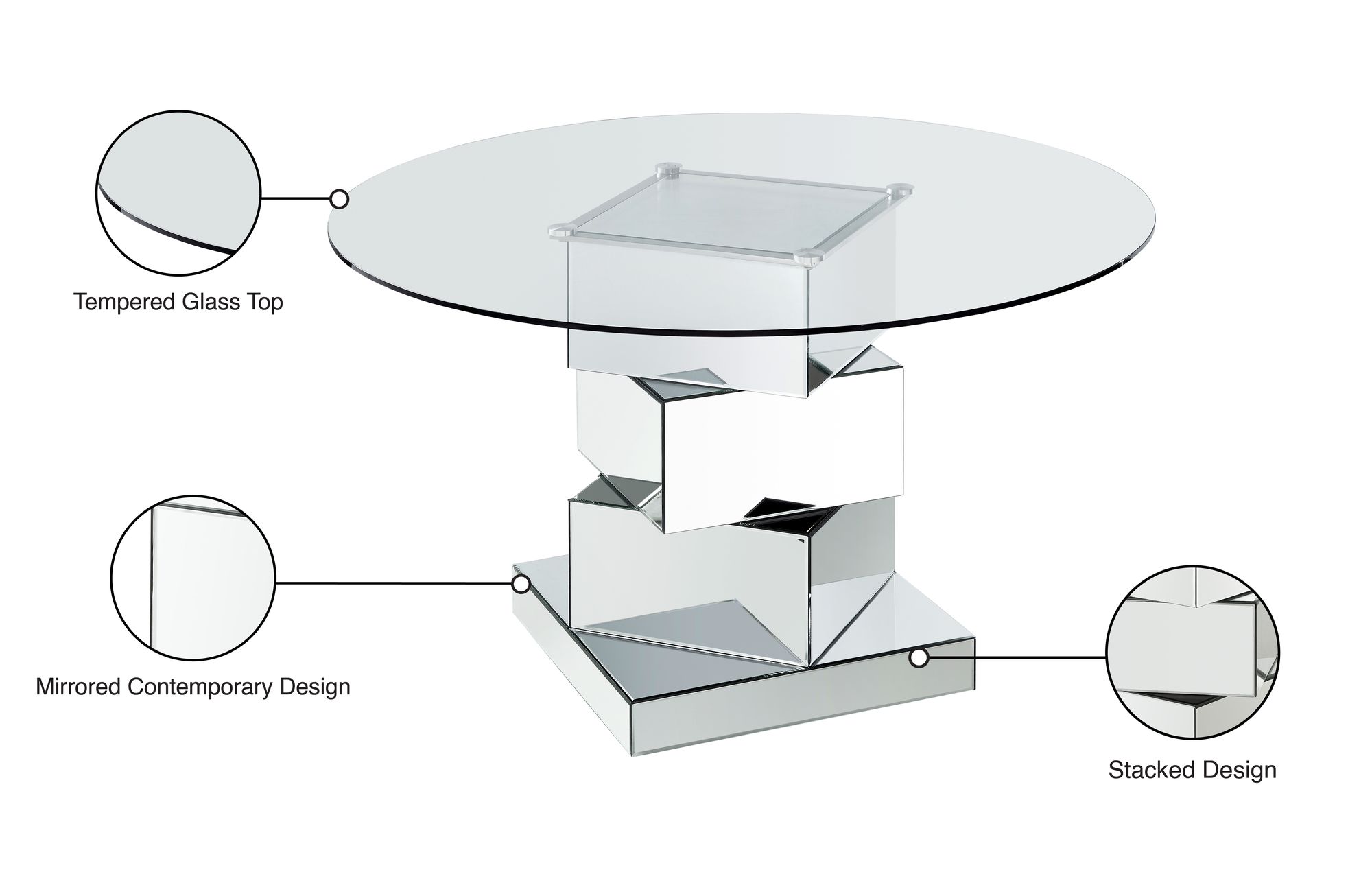 Haven 50" Round Glass Dining Table