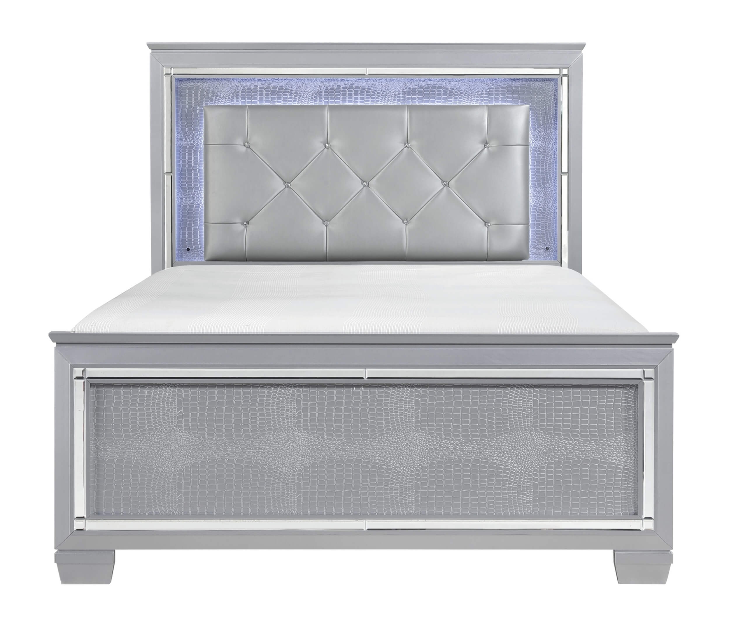 Allura Leatherette/Faux Alligator LED Panel Bedroom Set