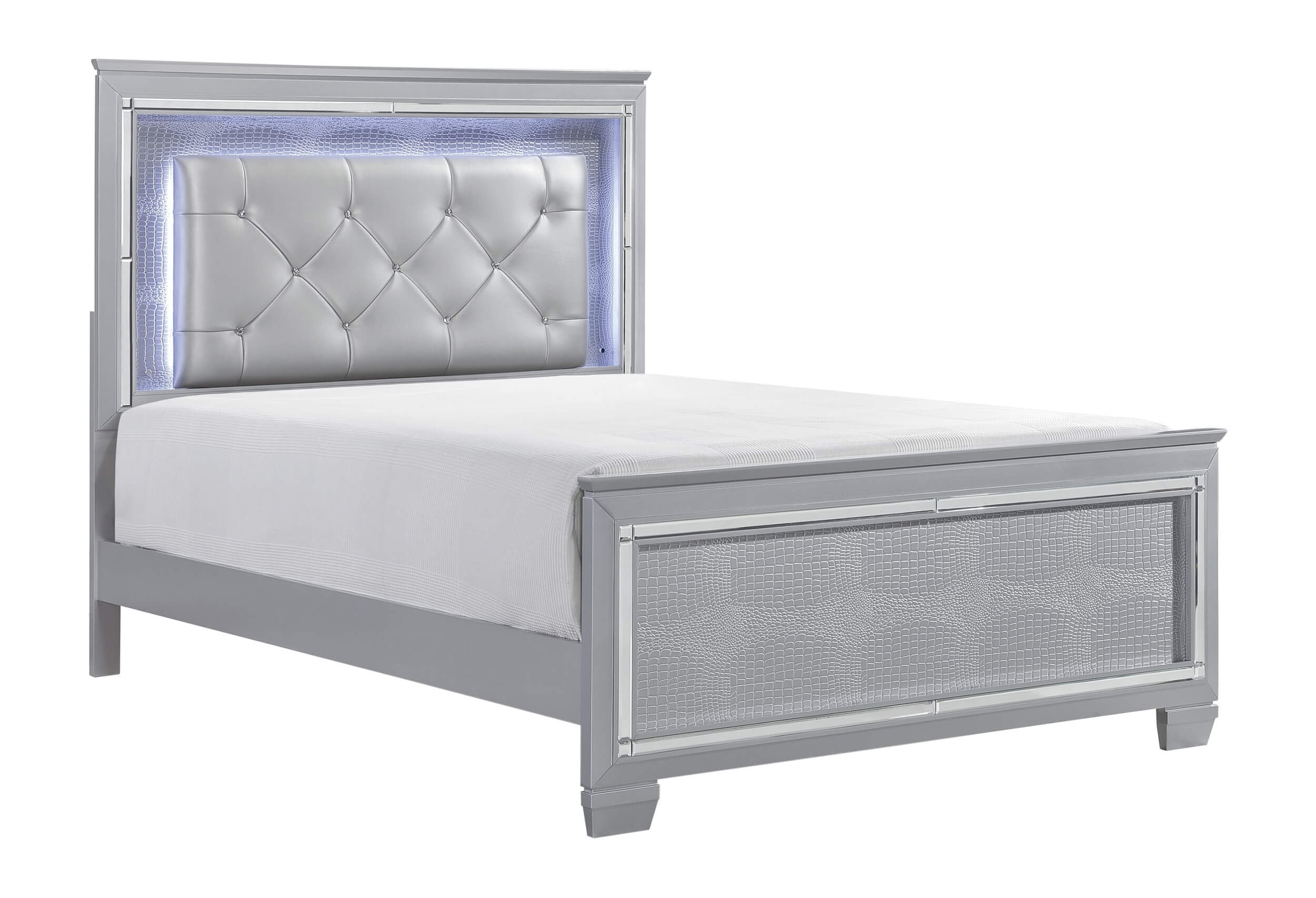 Allura Leatherette/Faux Alligator LED Panel Bedroom Set