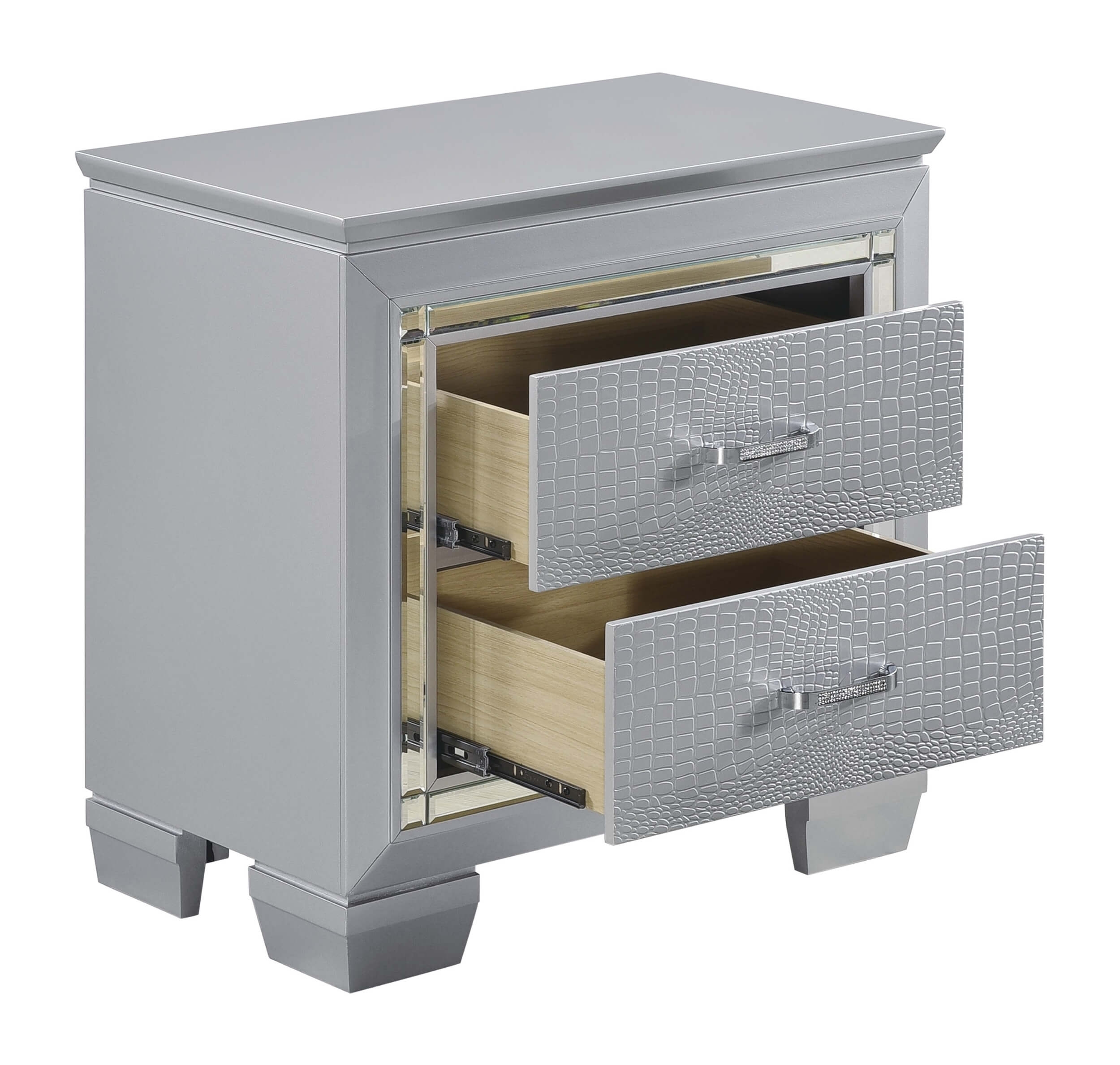 Allura Leatherette/Faux Alligator LED Panel Bedroom Set
