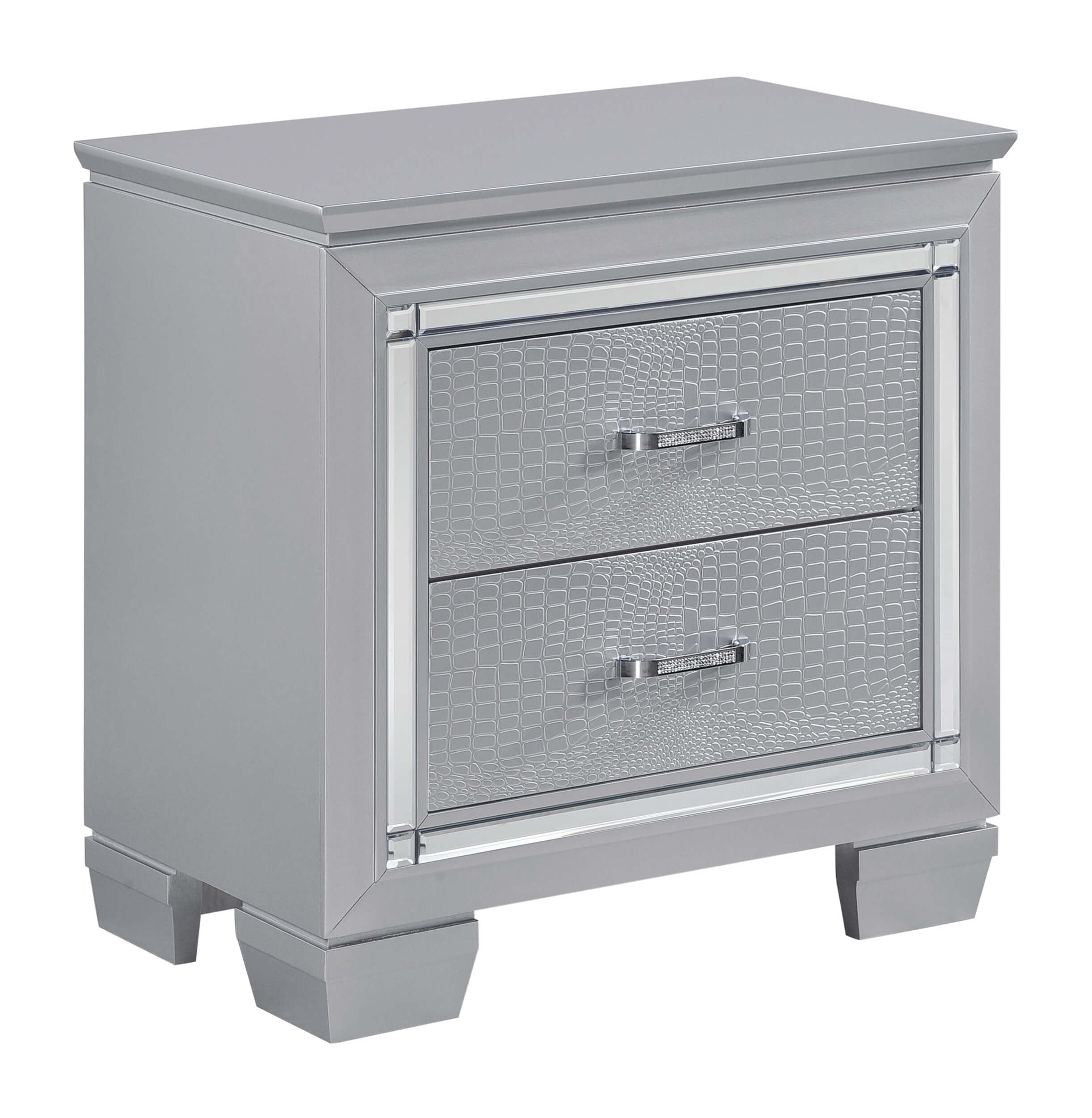 Allura Leatherette/Faux Alligator LED Panel Bedroom Set