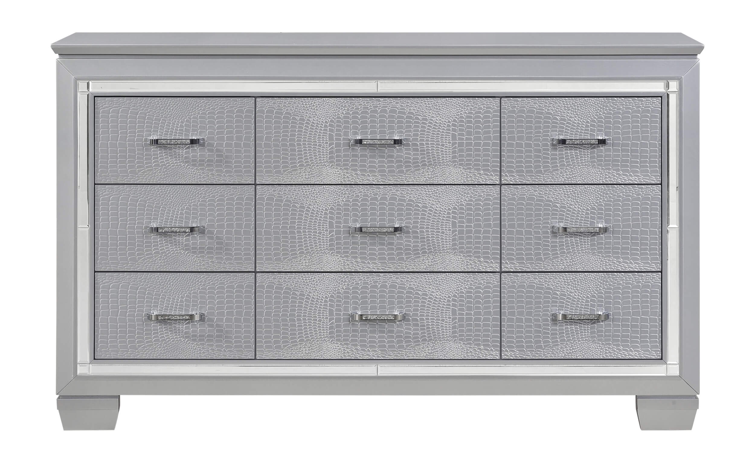 Allura Leatherette/Faux Alligator LED Panel Bedroom Set