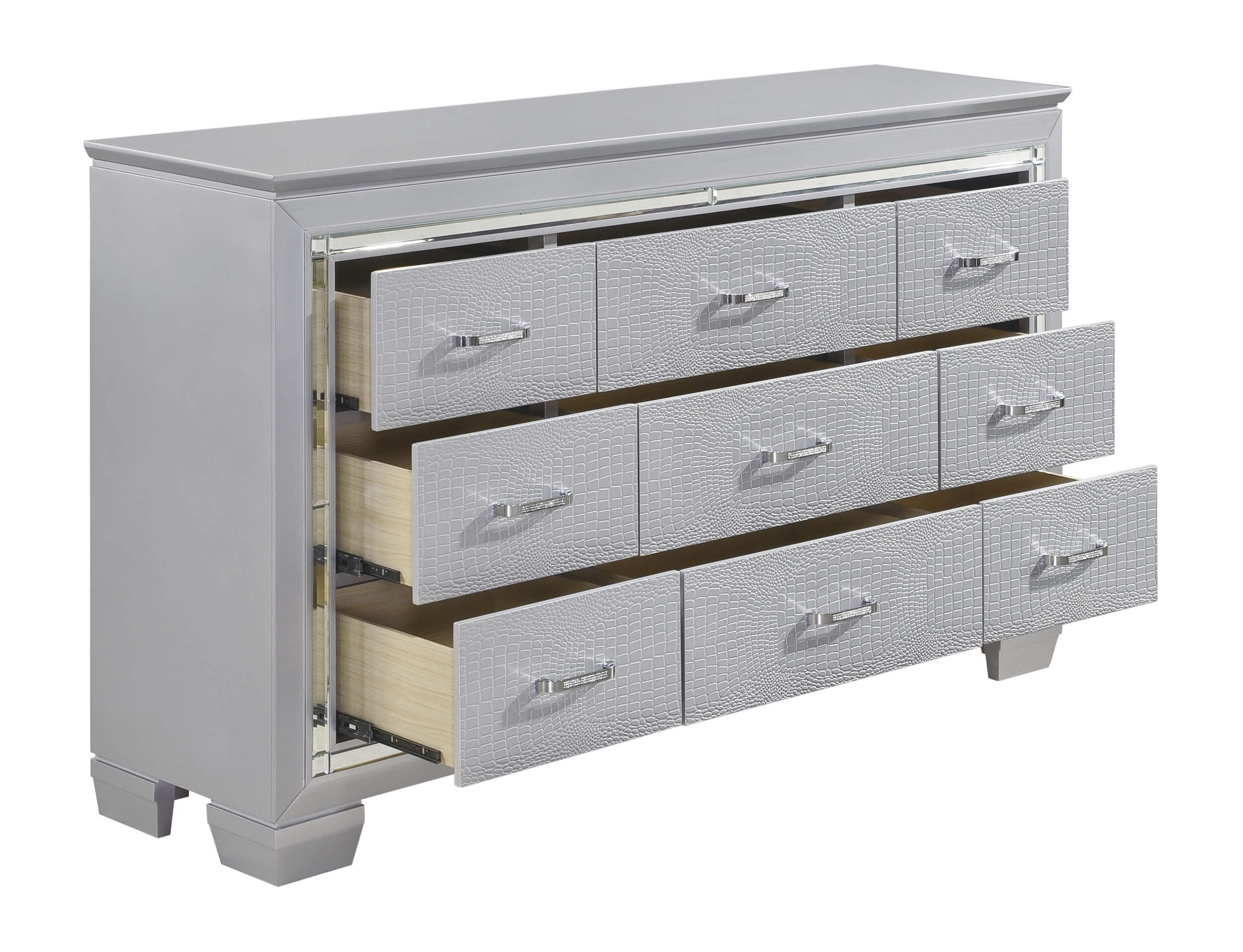 Allura Leatherette/Faux Alligator LED Panel Bedroom Set