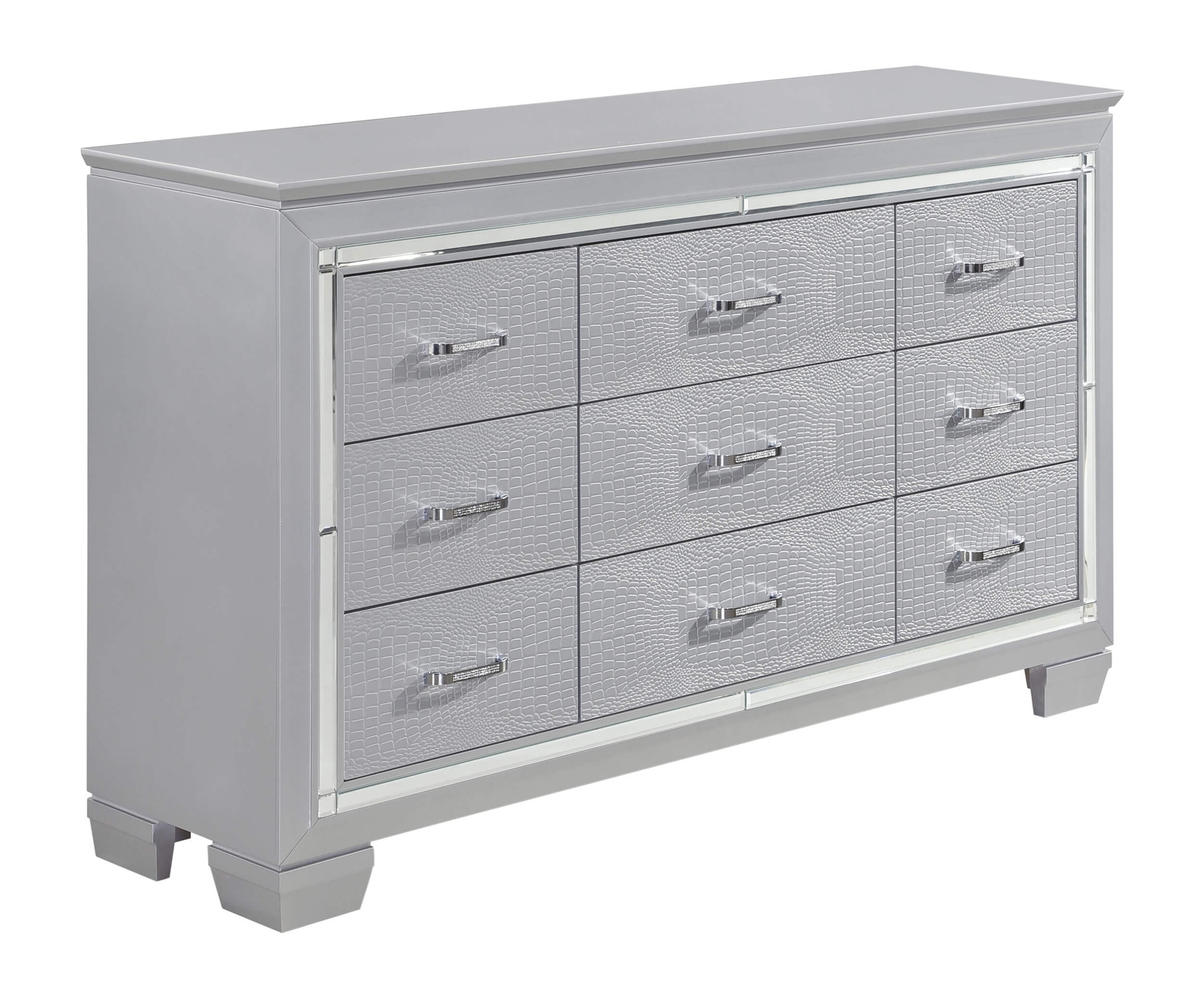 Allura Leatherette/Faux Alligator LED Panel Bedroom Set