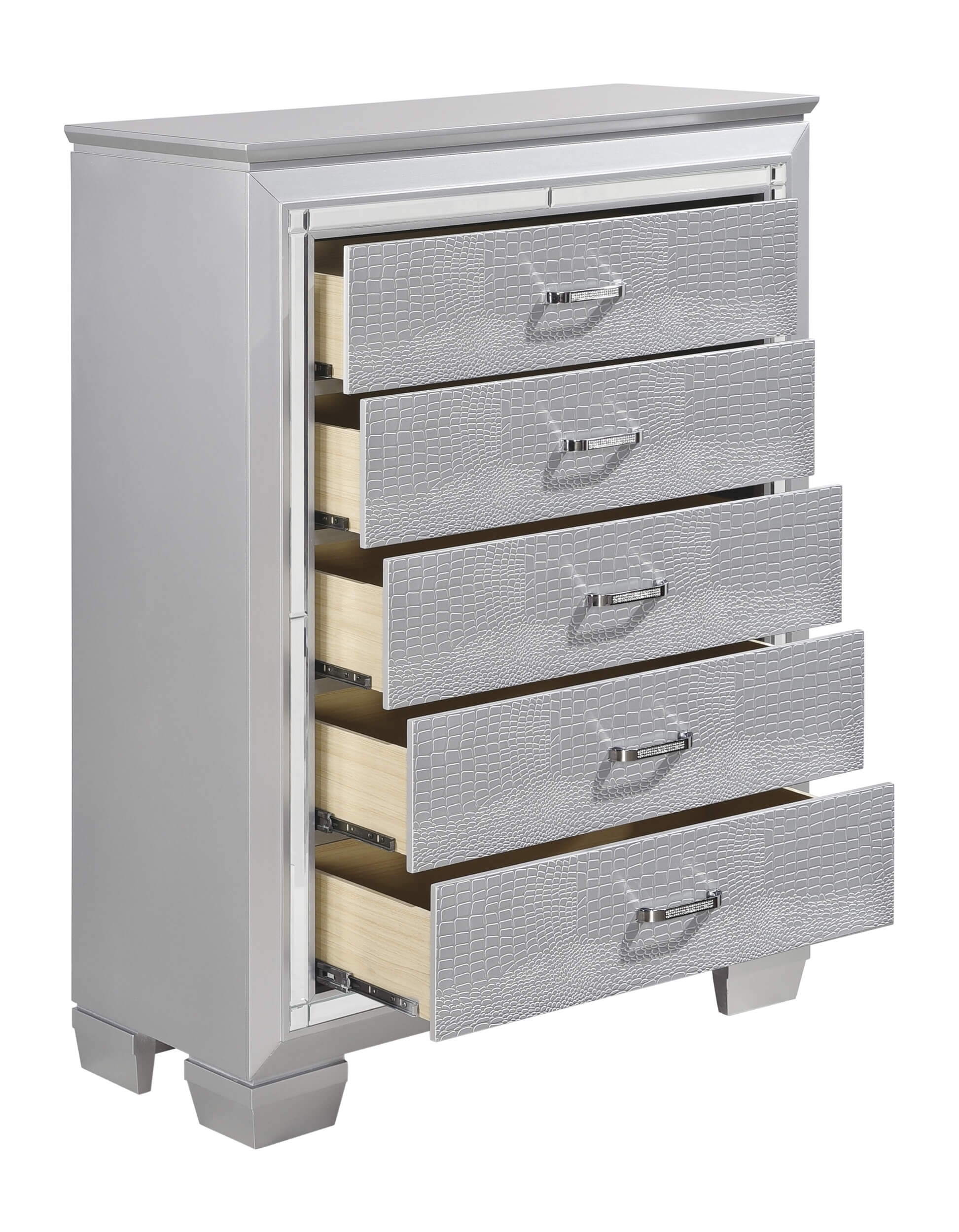 Allura Leatherette/Faux Alligator LED Panel Bedroom Set