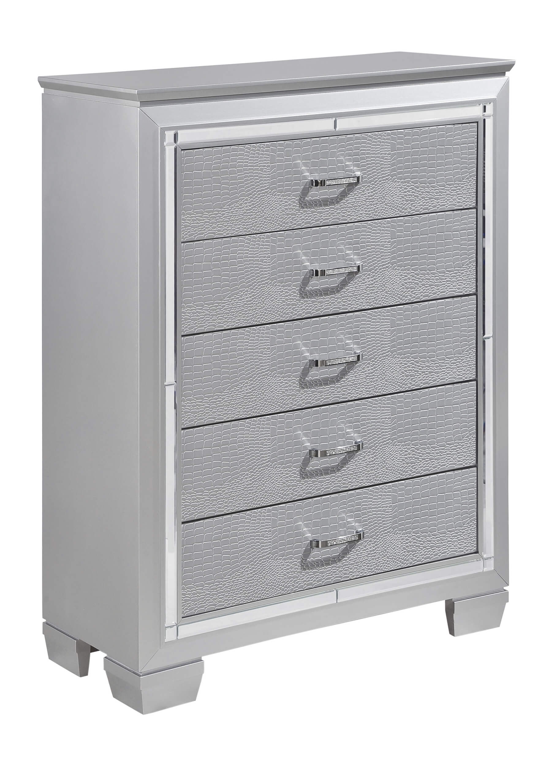 Allura Leatherette/Faux Alligator LED Panel Bedroom Set