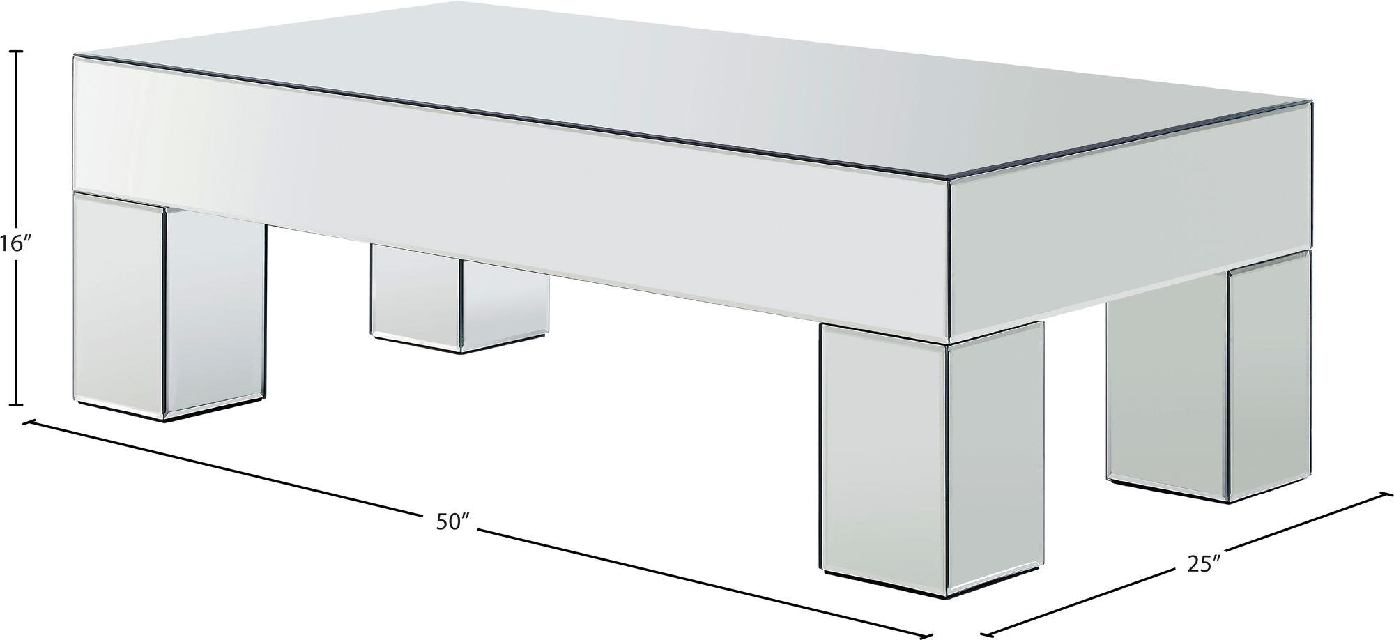 Lainy 50" Rectangular Mirrored Coffee Table