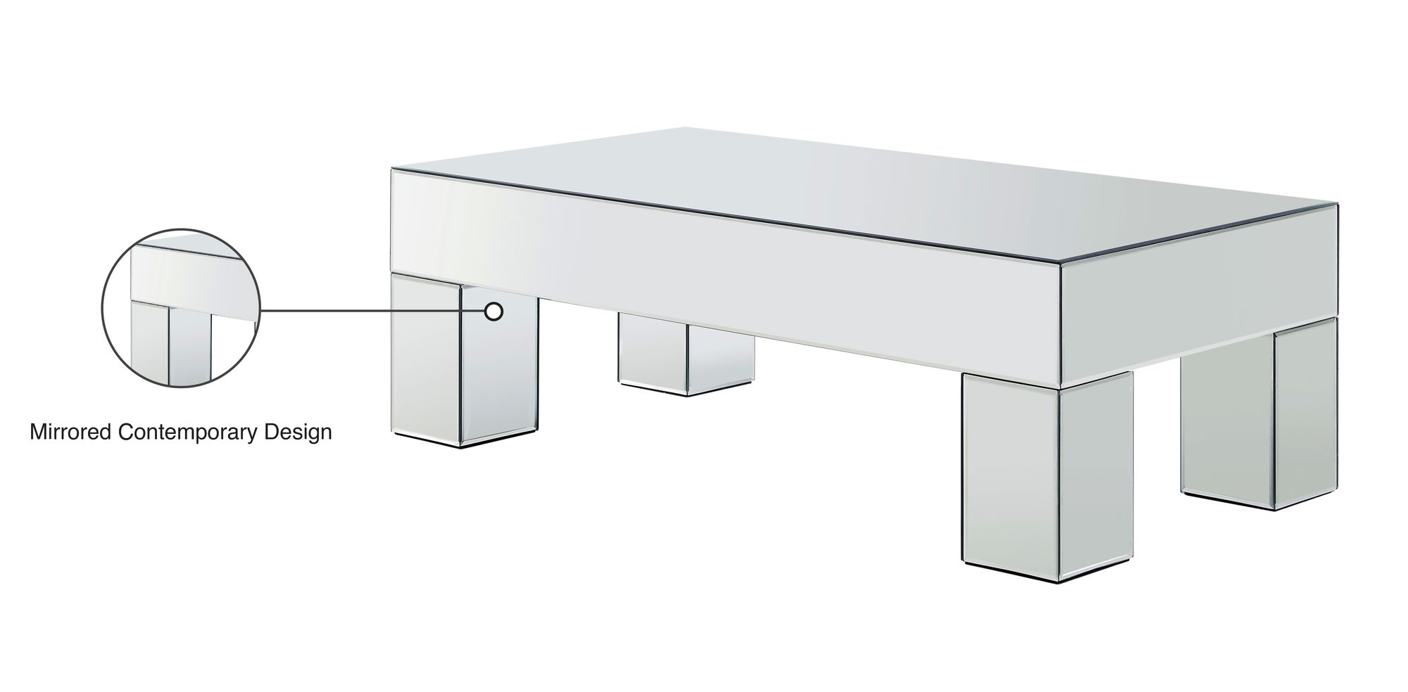 Lainy 50" Rectangular Mirrored Coffee Table