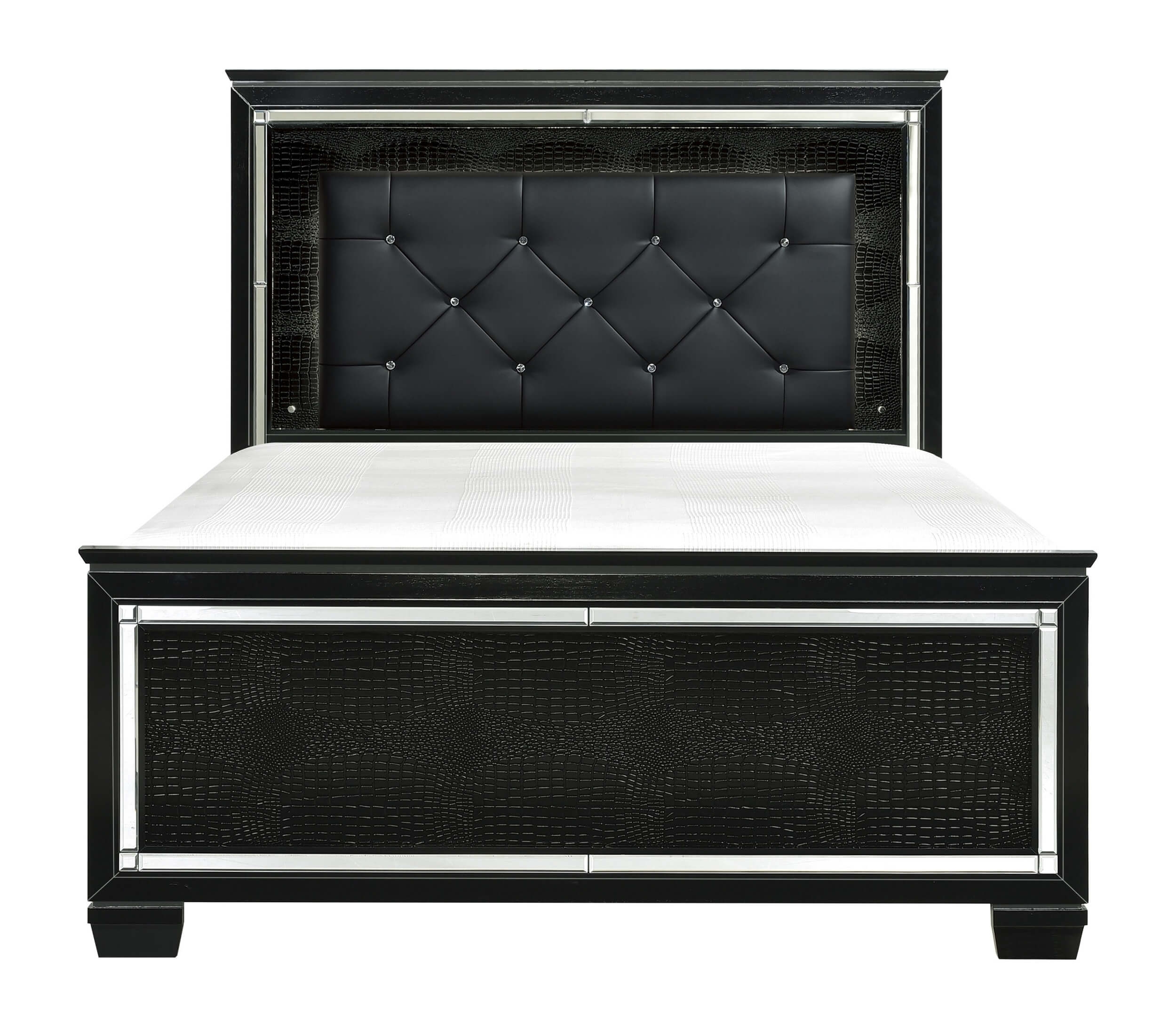 Allura Leatherette/Faux Alligator LED Panel Bedroom Set