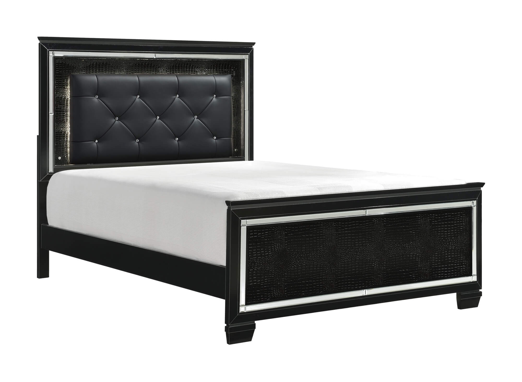 Allura Leatherette/Faux Alligator LED Panel Bed - Thumbnail 4