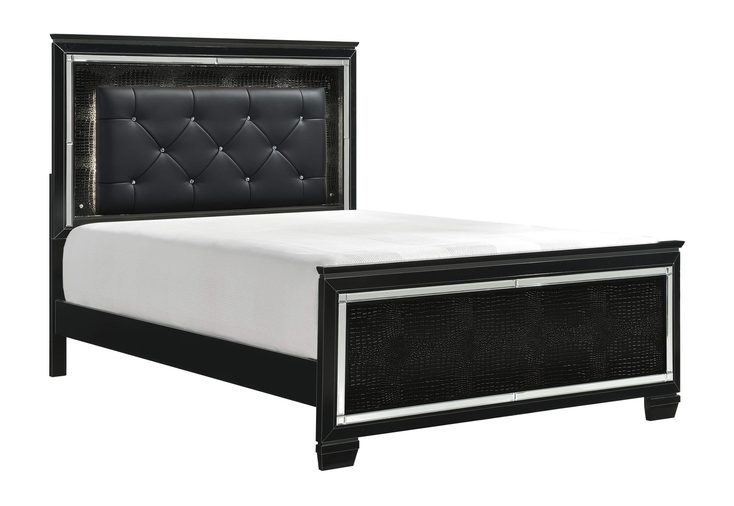 Allura Leatherette/Faux Alligator LED Panel Bedroom Set