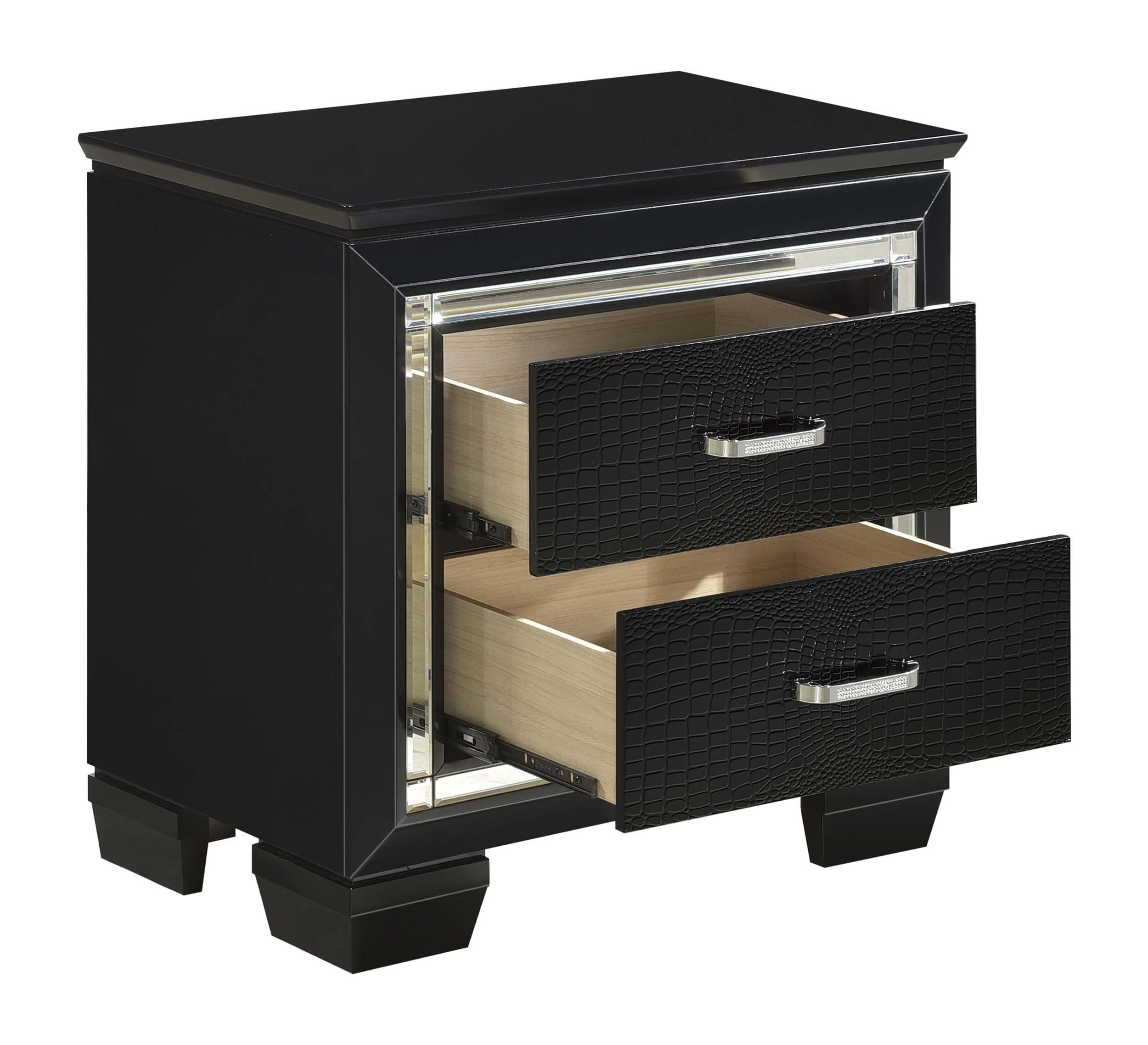 Allura Leatherette/Faux Alligator LED Panel Bedroom Set