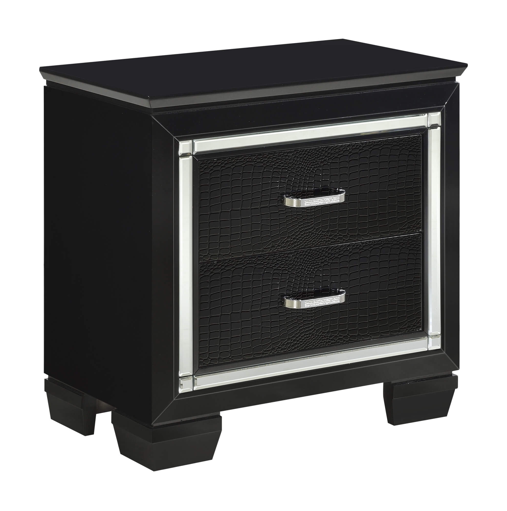 Allura Leatherette/Faux Alligator Nightstand w/ LED Under-light