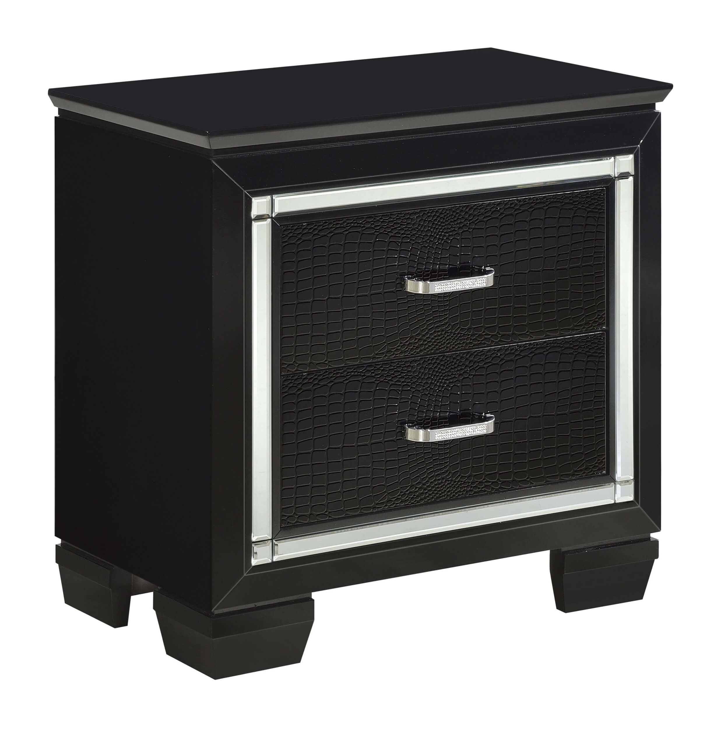 Allura Leatherette/Faux Alligator LED Panel Bedroom Set