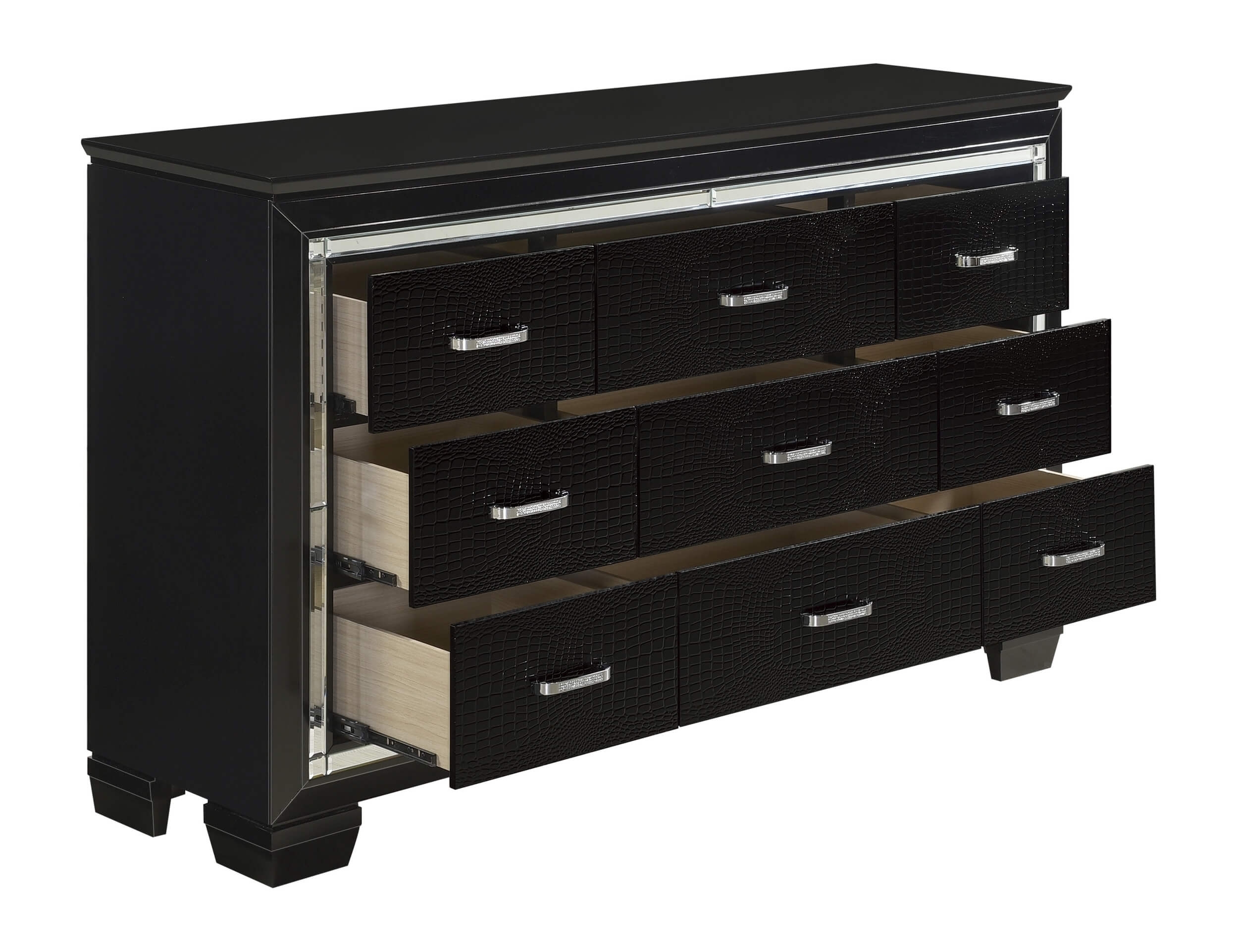 Allura Leatherette/Faux Alligator LED Panel Bedroom Set