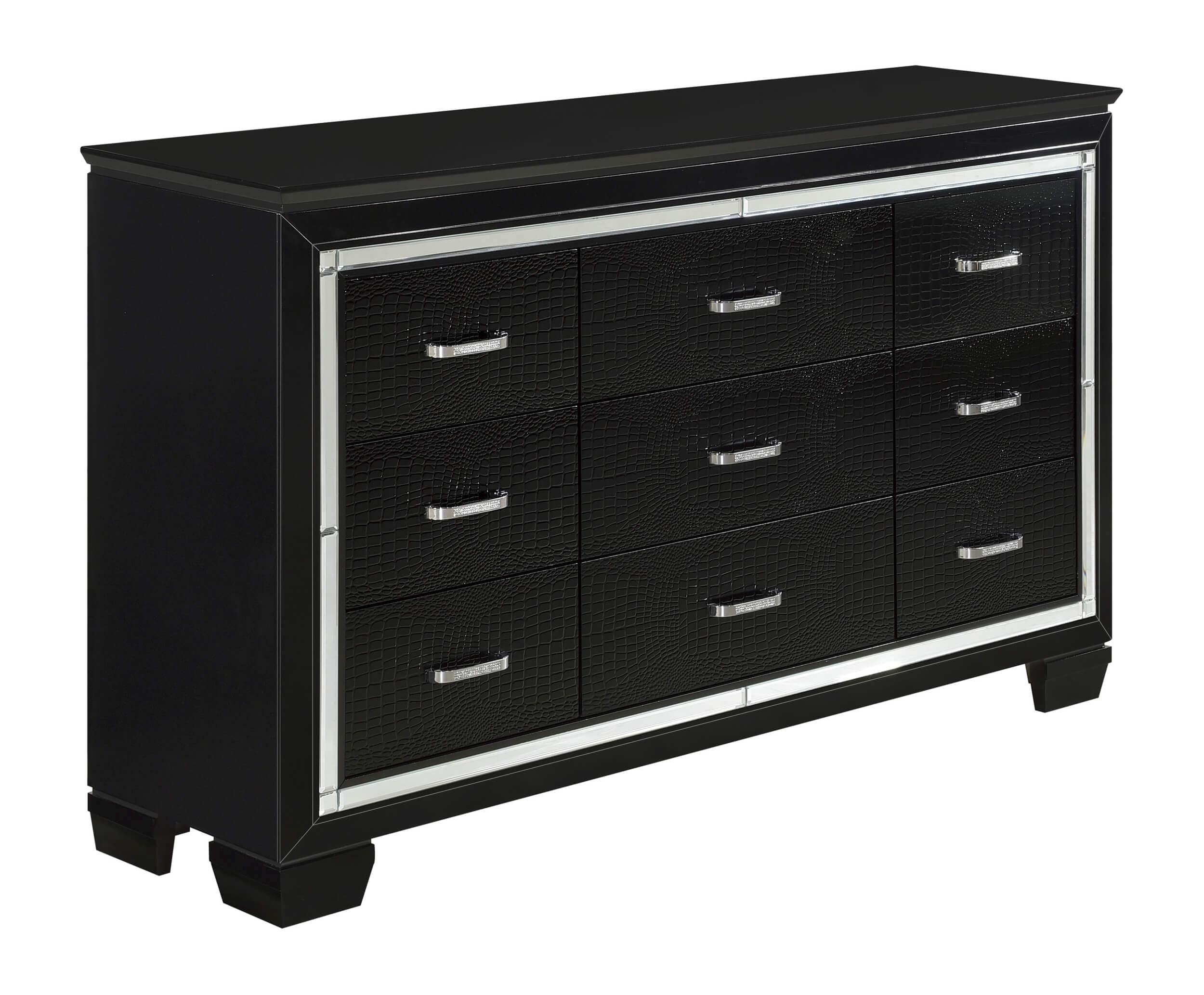 Allura Leatherette/Faux Alligator LED Panel Bedroom Set