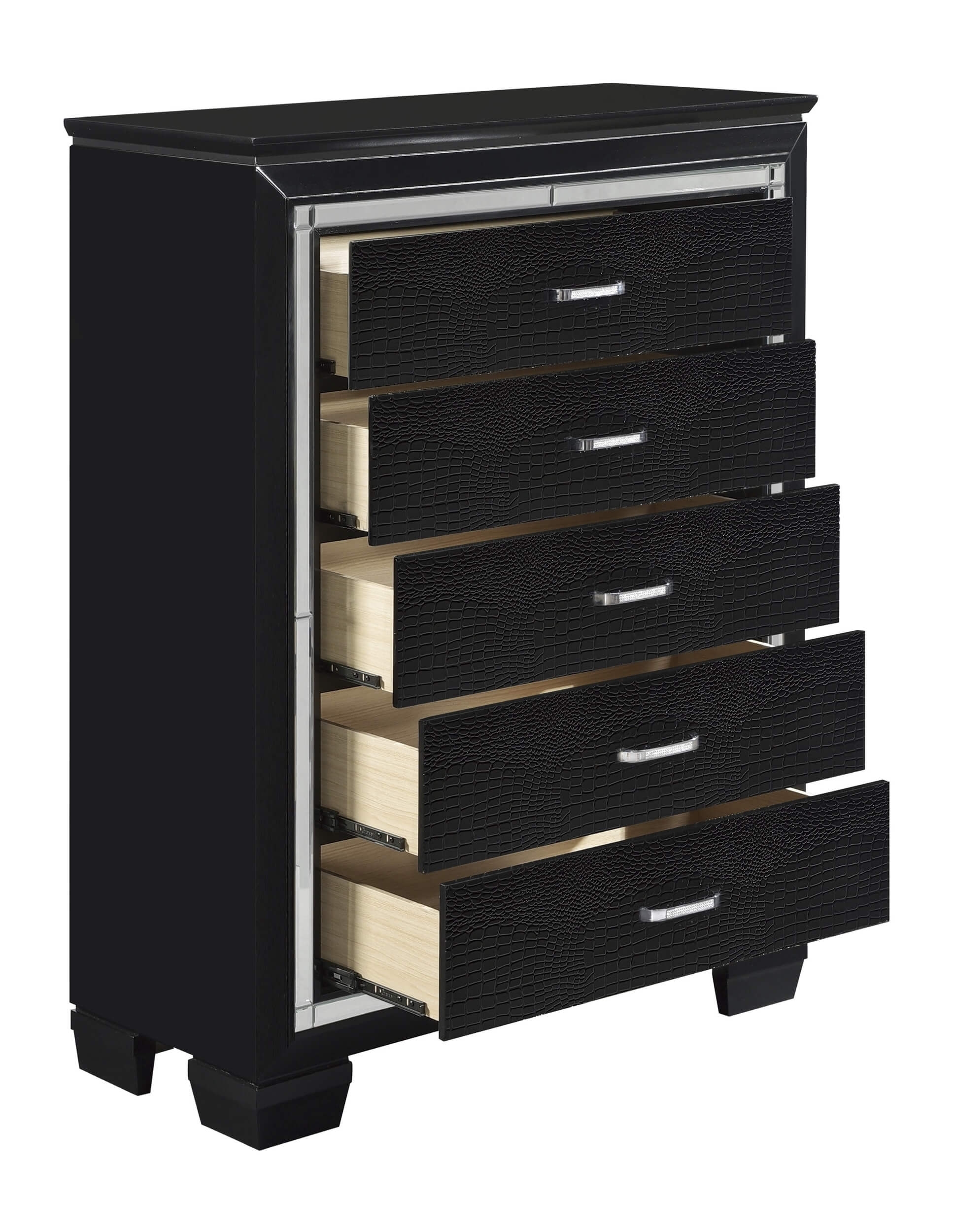 Allura Leatherette/Faux Alligator LED Panel Bedroom Set
