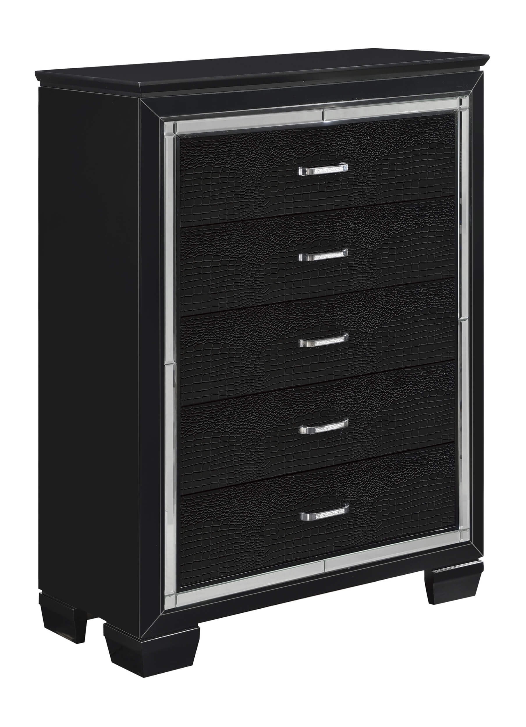 Allura Leatherette/Faux Alligator LED Panel Bedroom Set