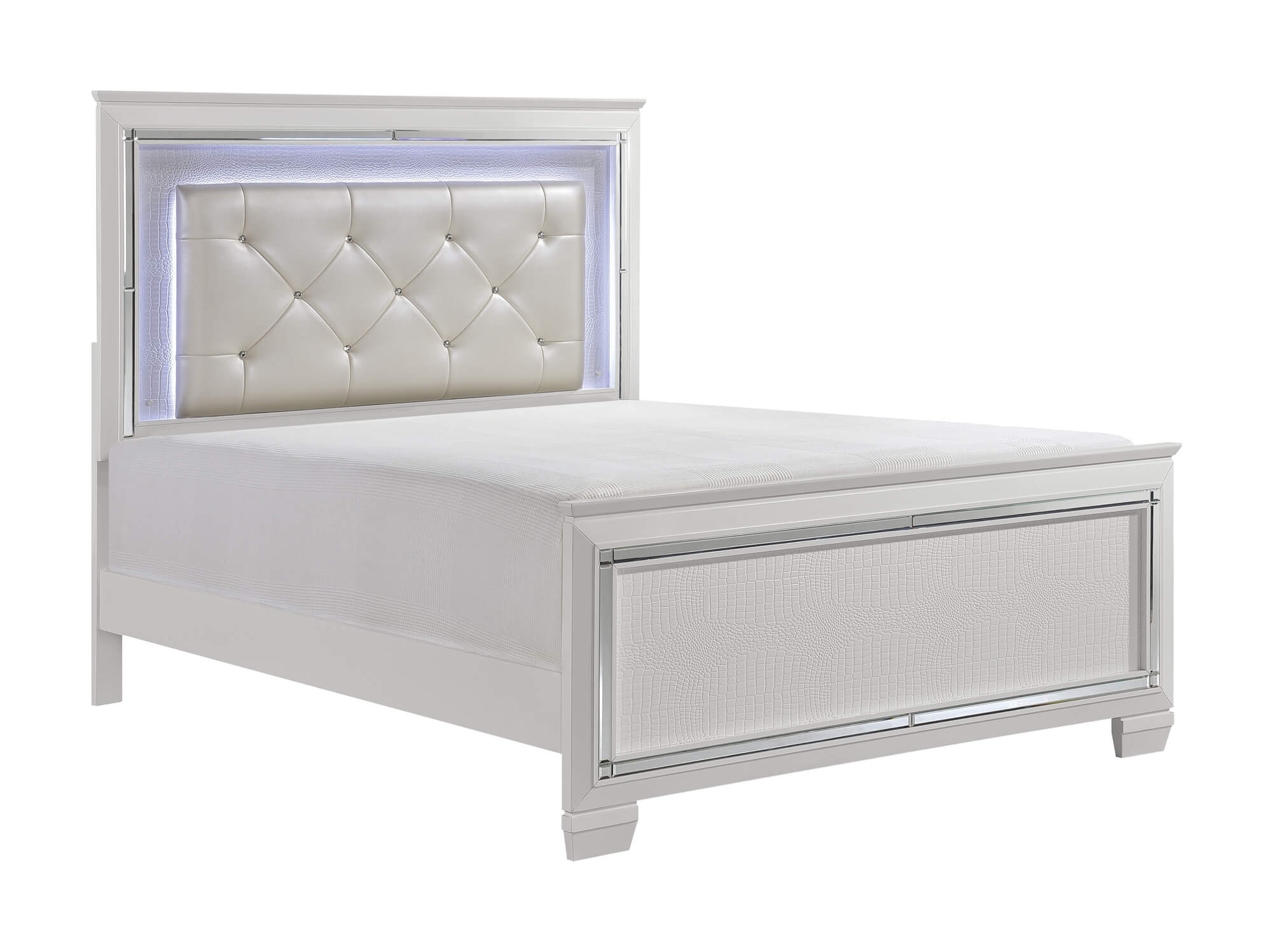 Allura Leatherette/Faux Alligator LED Panel Bed - Thumbnail 5