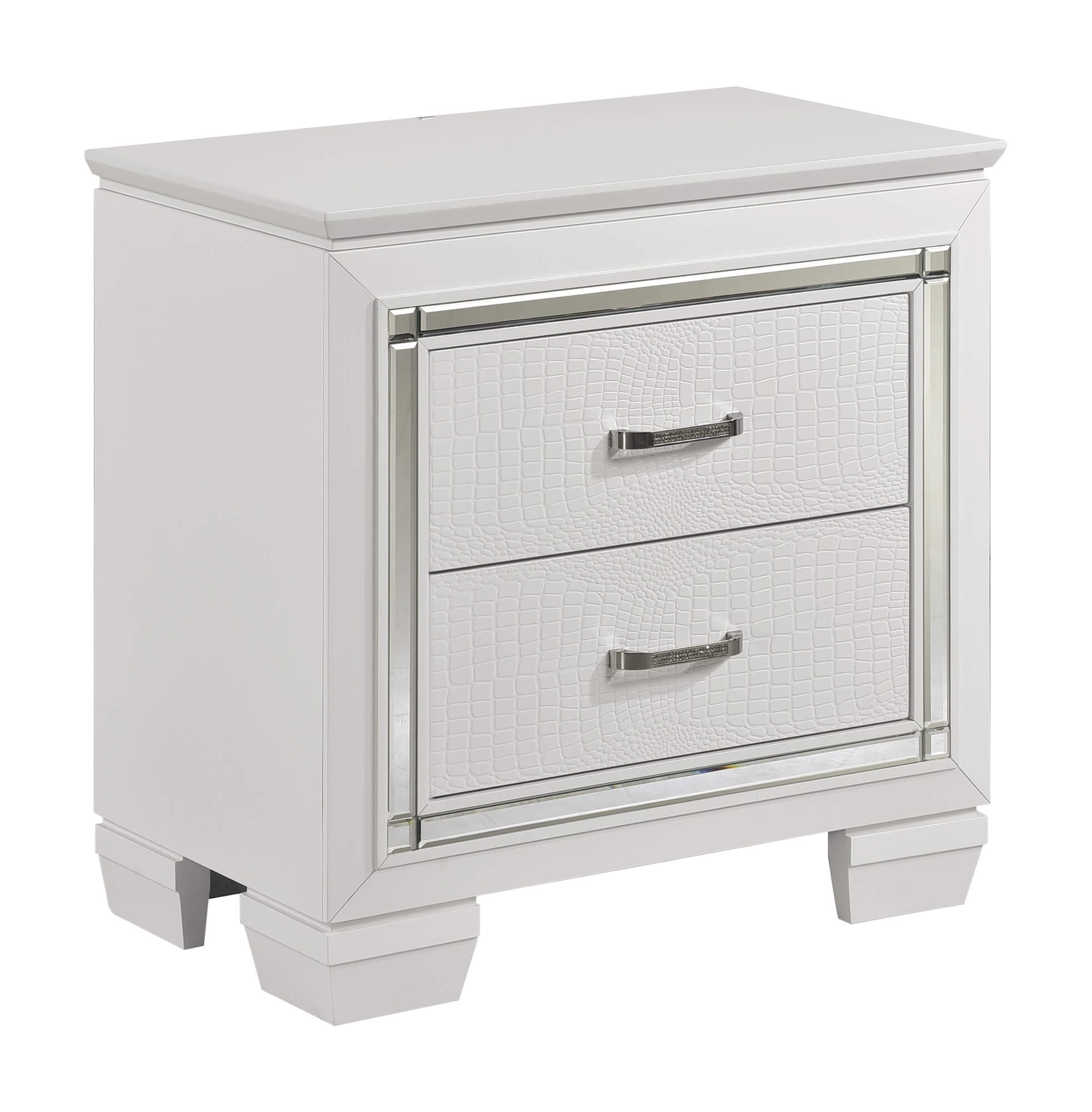Allura Leatherette/Faux Alligator Nightstand w/ LED Under-light
