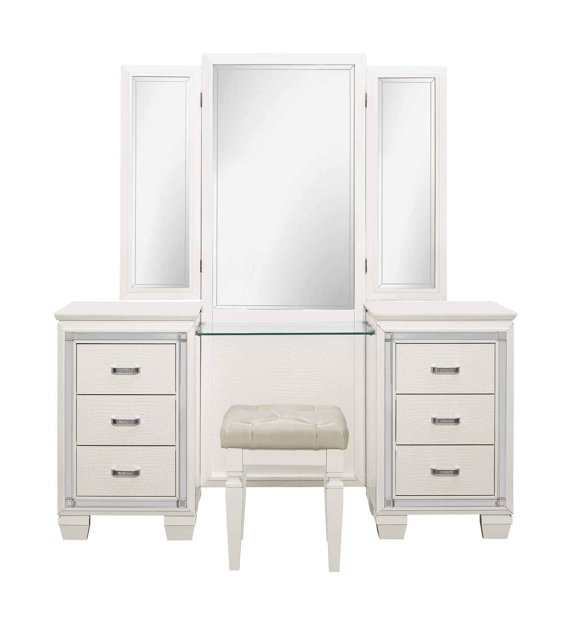 Allura Wood Veneer Vanity Dresser w/ Mirror