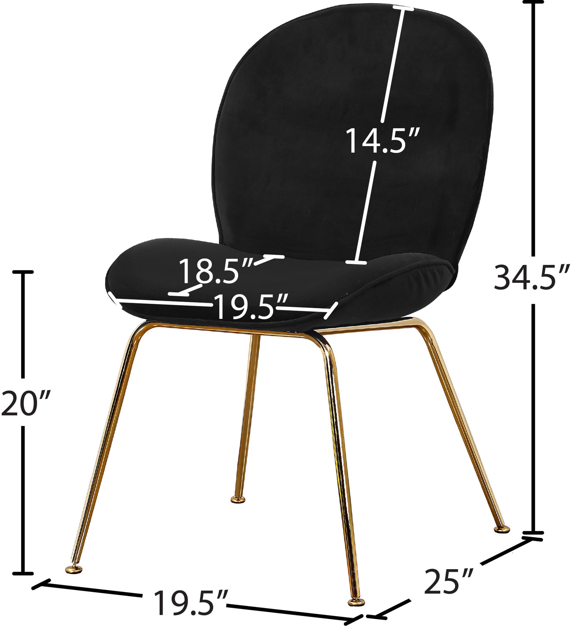 Paris Velvet Dining Chair with Polished Gold Metal Frame