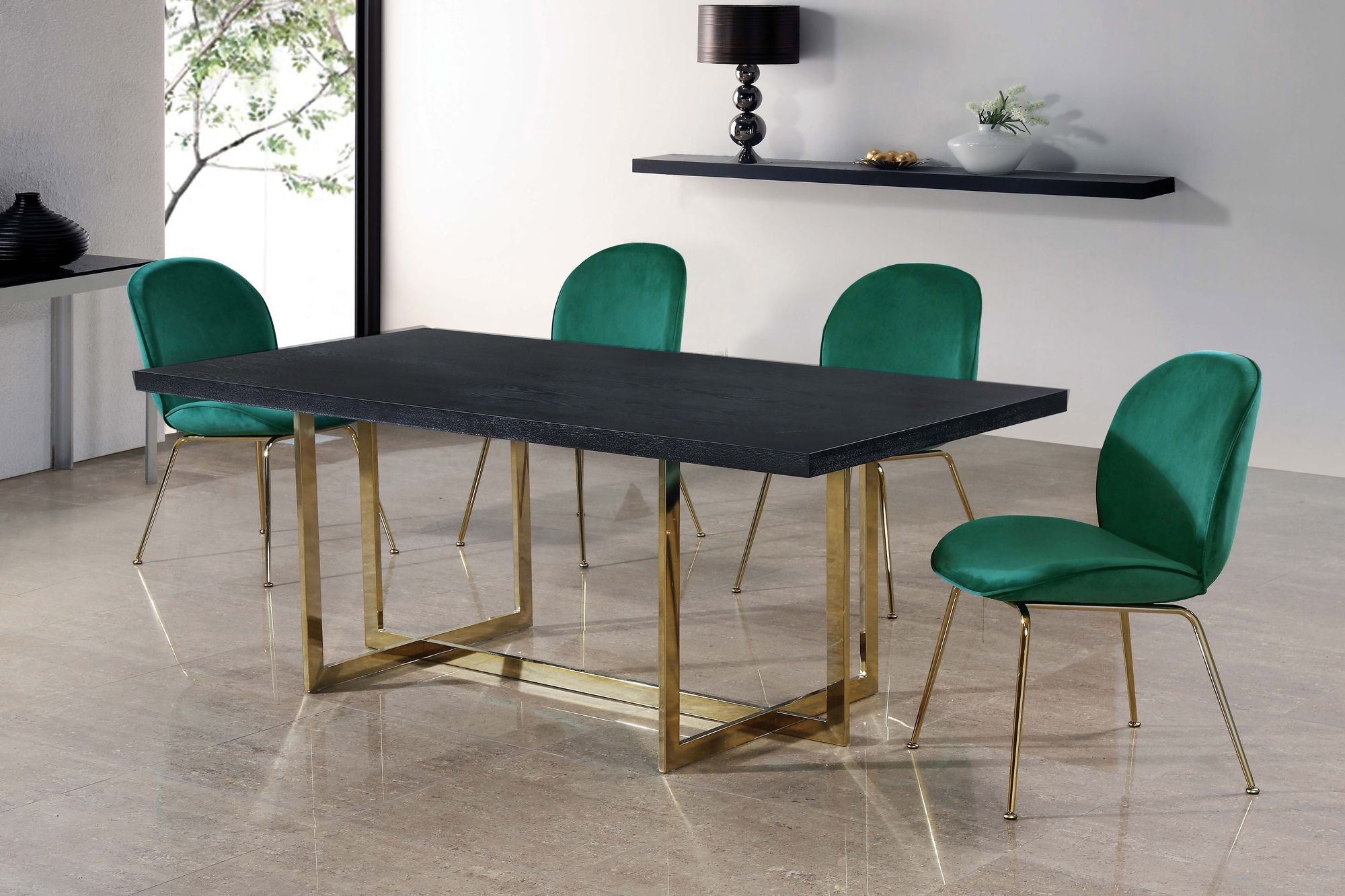 Paris Velvet Dining Chair with Polished Metal Frame