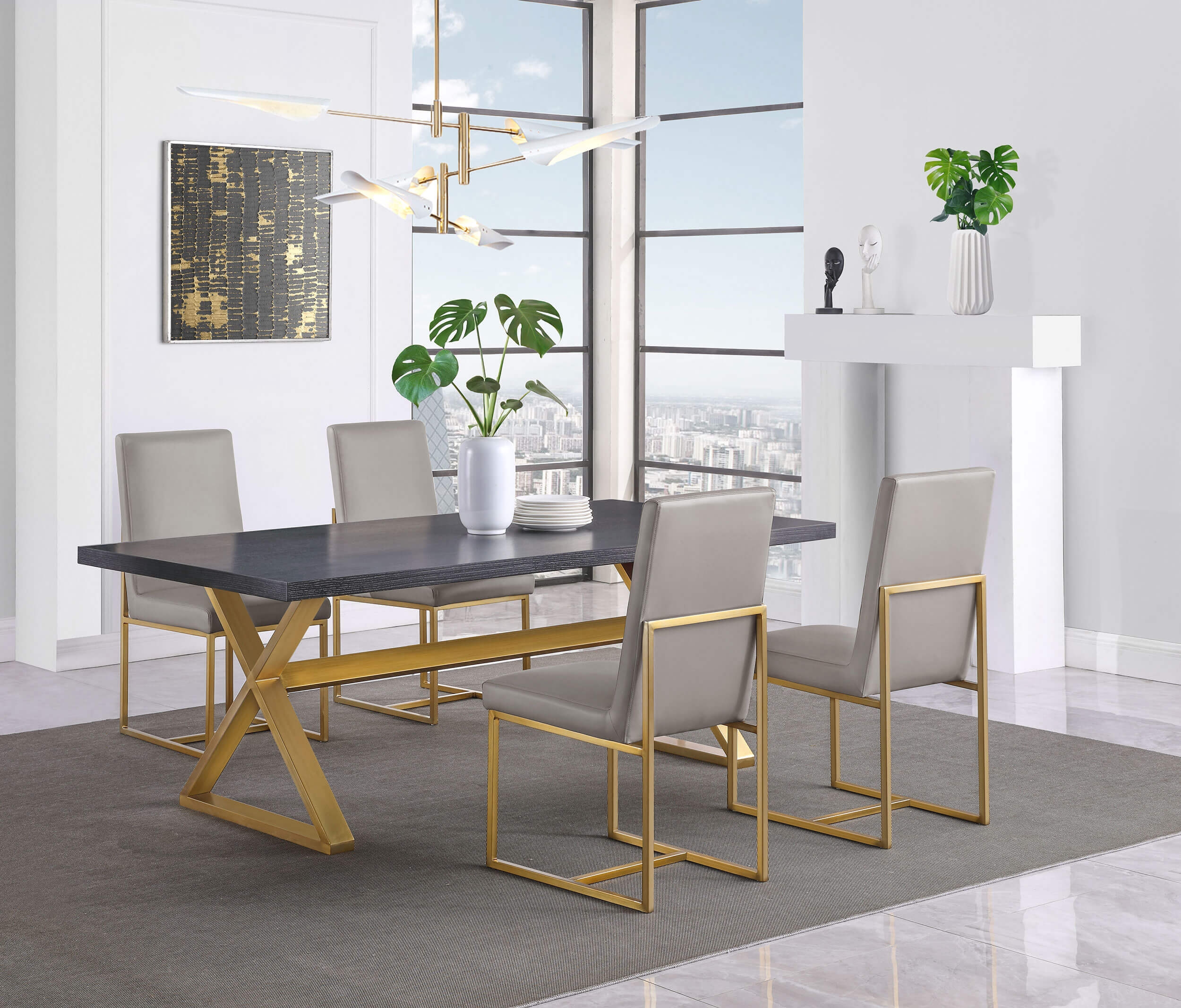 Conway Wood Rectangular Dining Table with X-Trestle Base