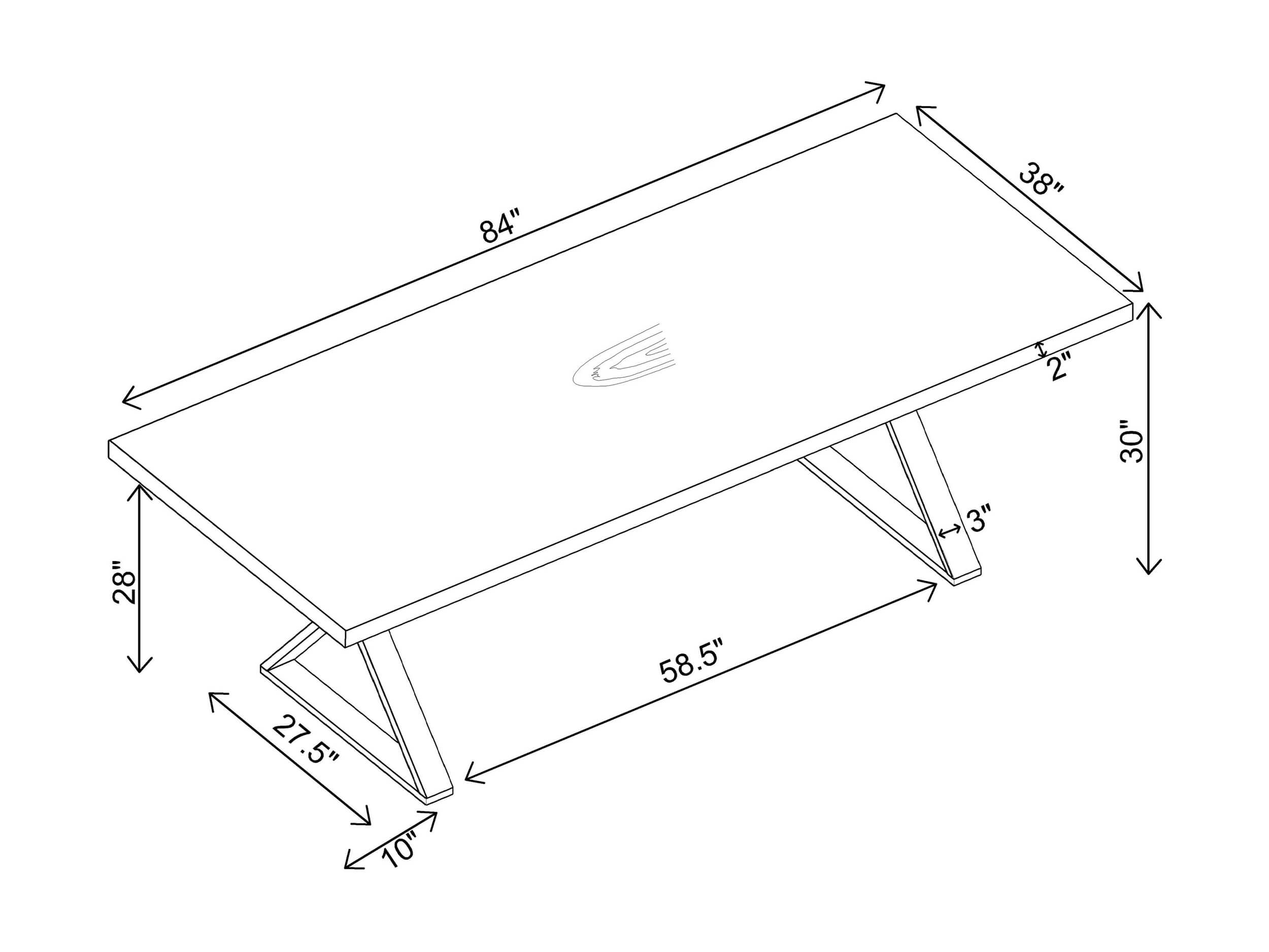 Conway Wood Rectangular Dining Table with X-Trestle Base
