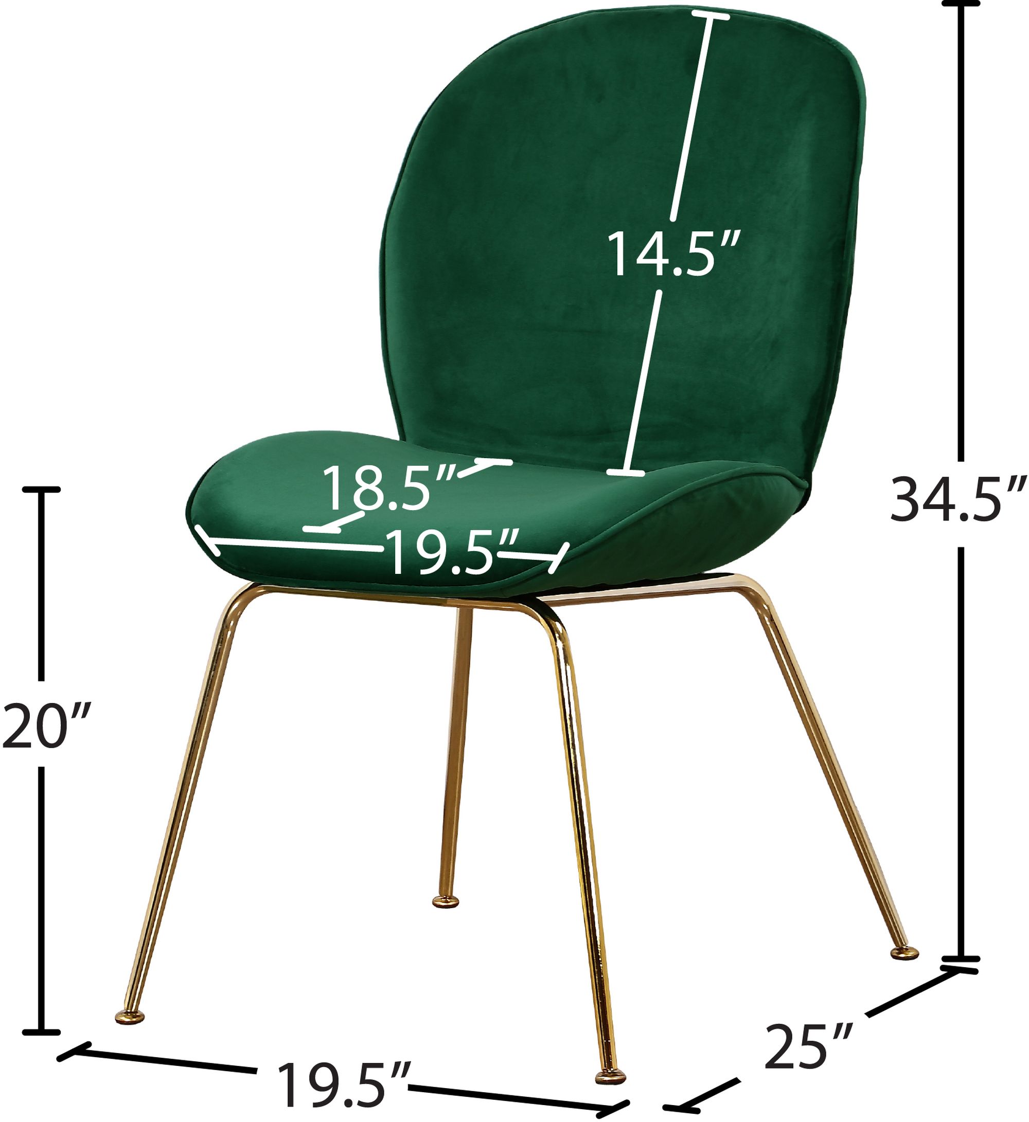 Paris Velvet Dining Chair with Polished Gold Metal Frame