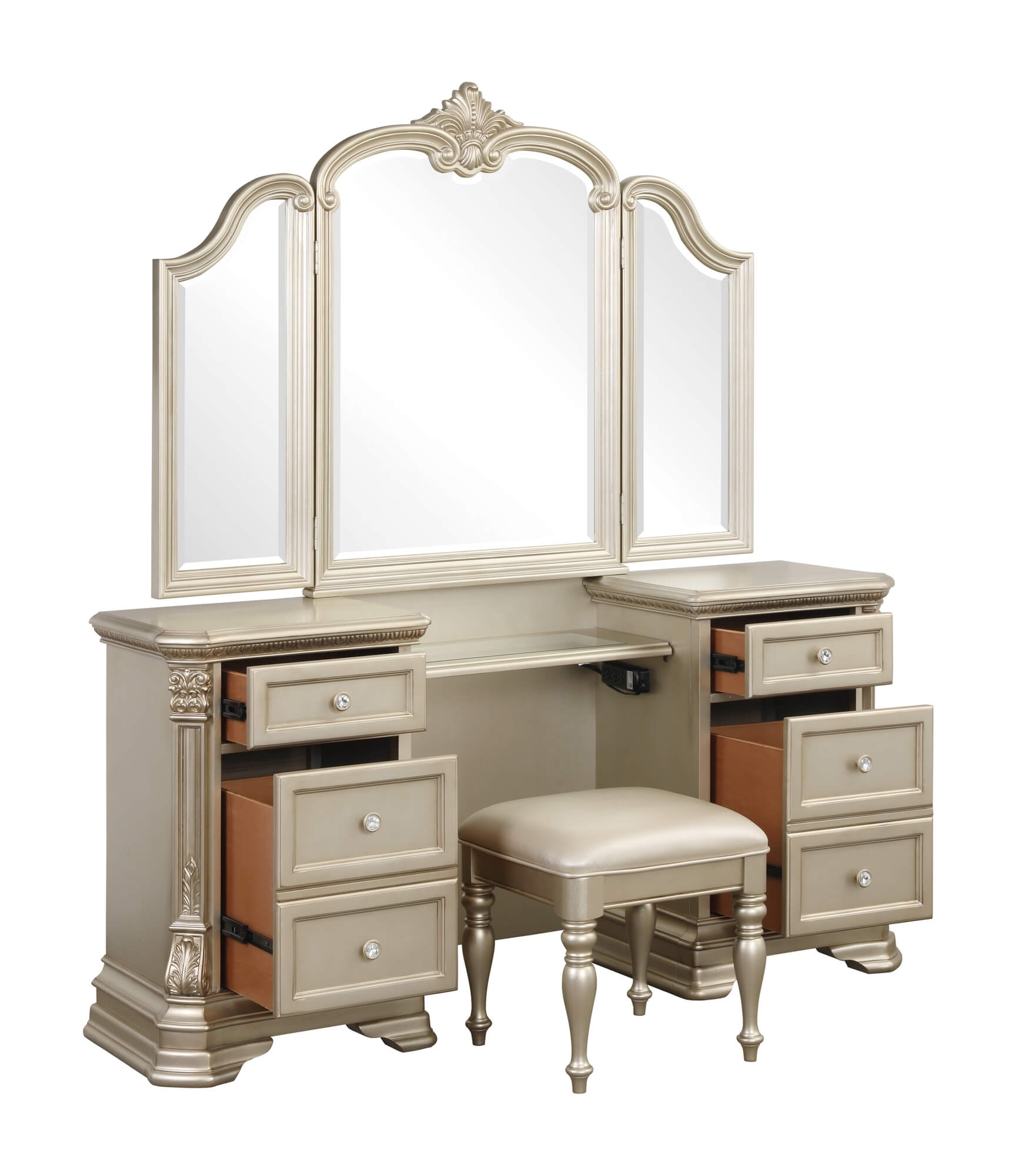 Antoinetta Leatherette/Wood/Wood Veneer Panel Bedroom Set