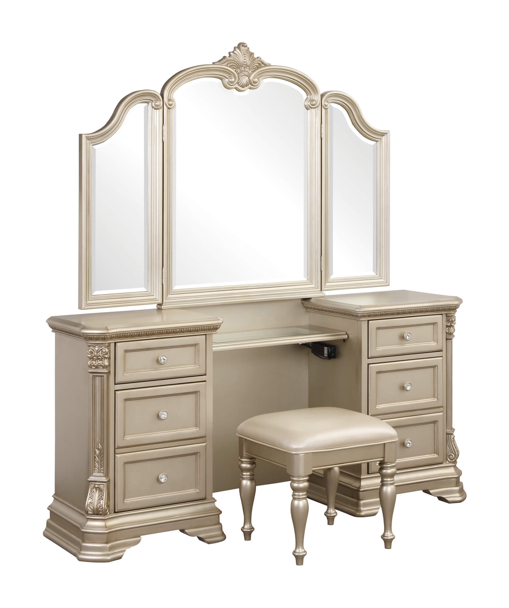 Antoinetta Leatherette/Wood/Wood Veneer Panel Bedroom Set